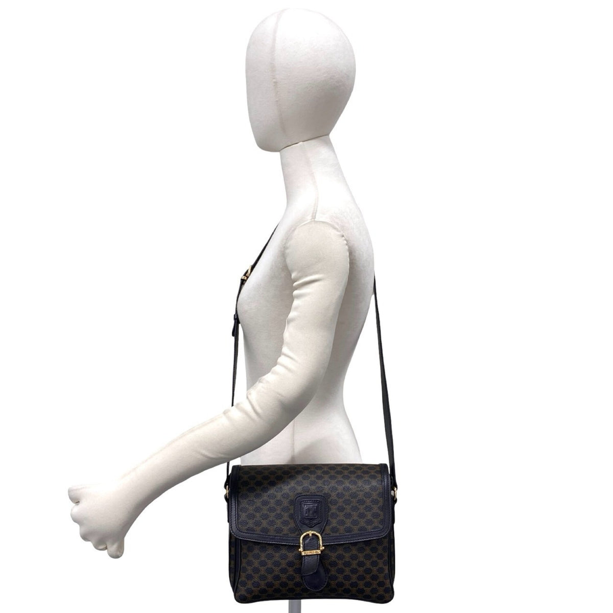 Celine Black Brown Leather Pvc Pochette Shoulder Bag (Pre-Owned)