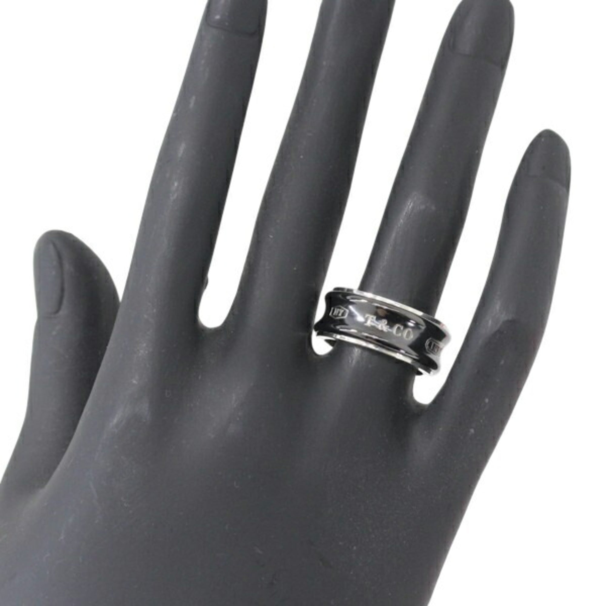 Tiffany Black Silver 925 Titanium Band Ring (Pre-Owned)