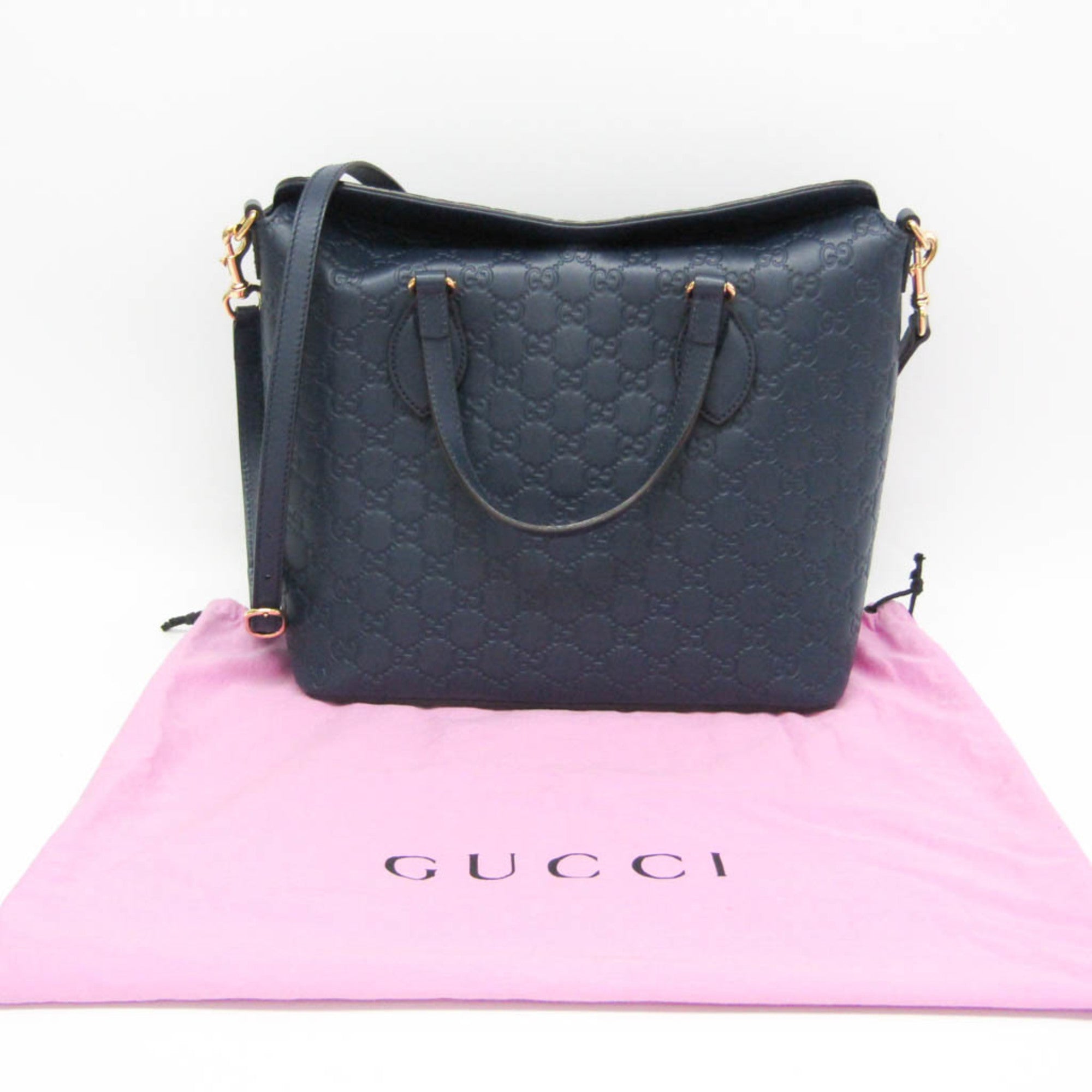 Gucci Guccissima Blue Leather Handbag Shoulder Bag (Pre-Owned)