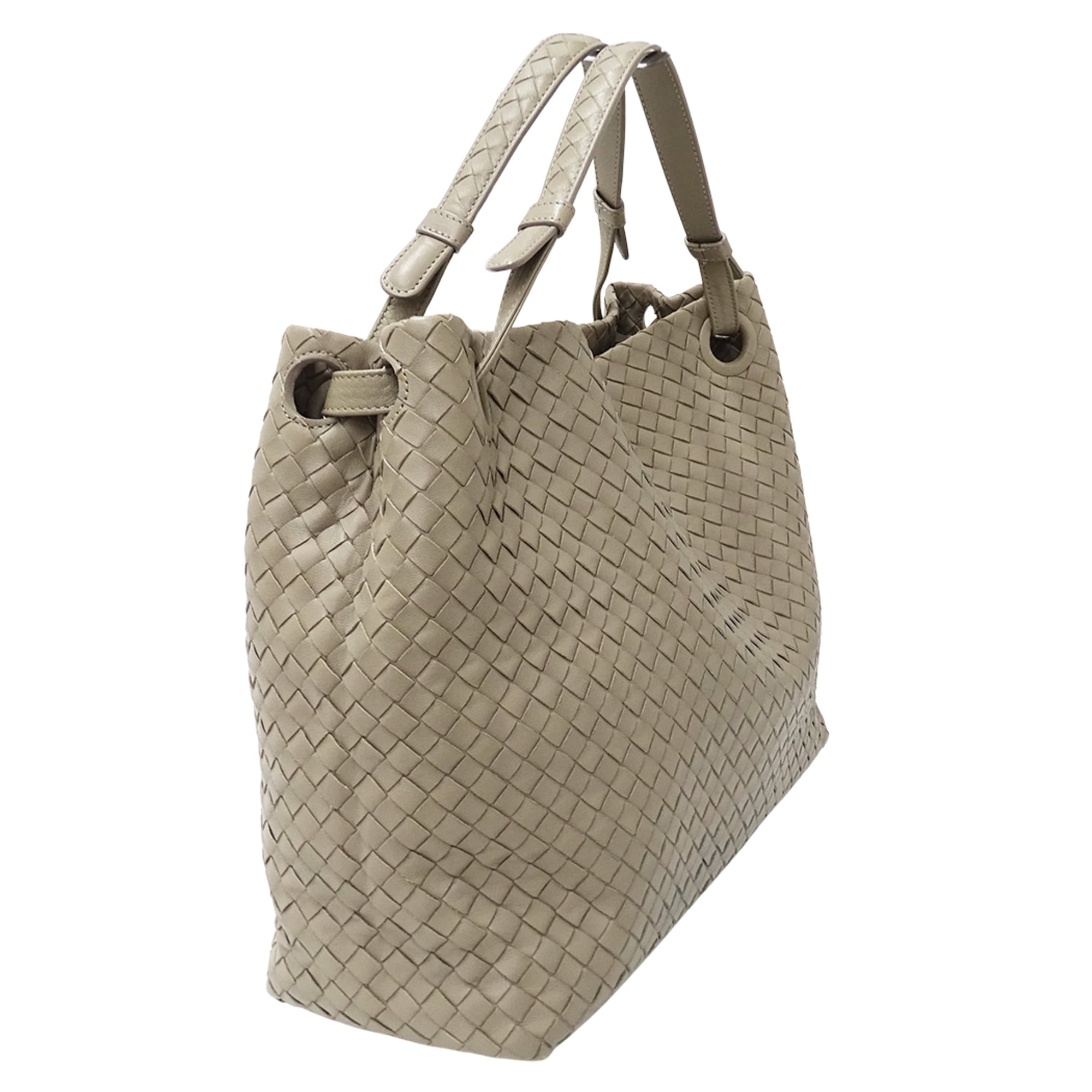 Bottega Veneta Beige Blue Intrecciato Handbag Tote Bag (Pre-Owned)