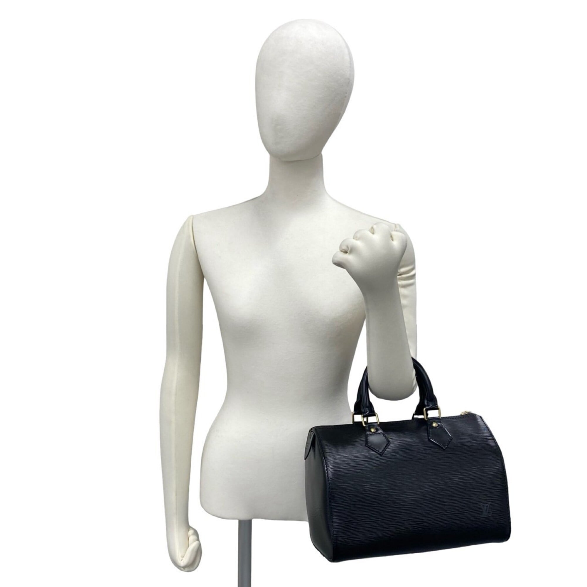 Louis Vuitton Black Leather Boston Bag Handbag (Pre-Owned)