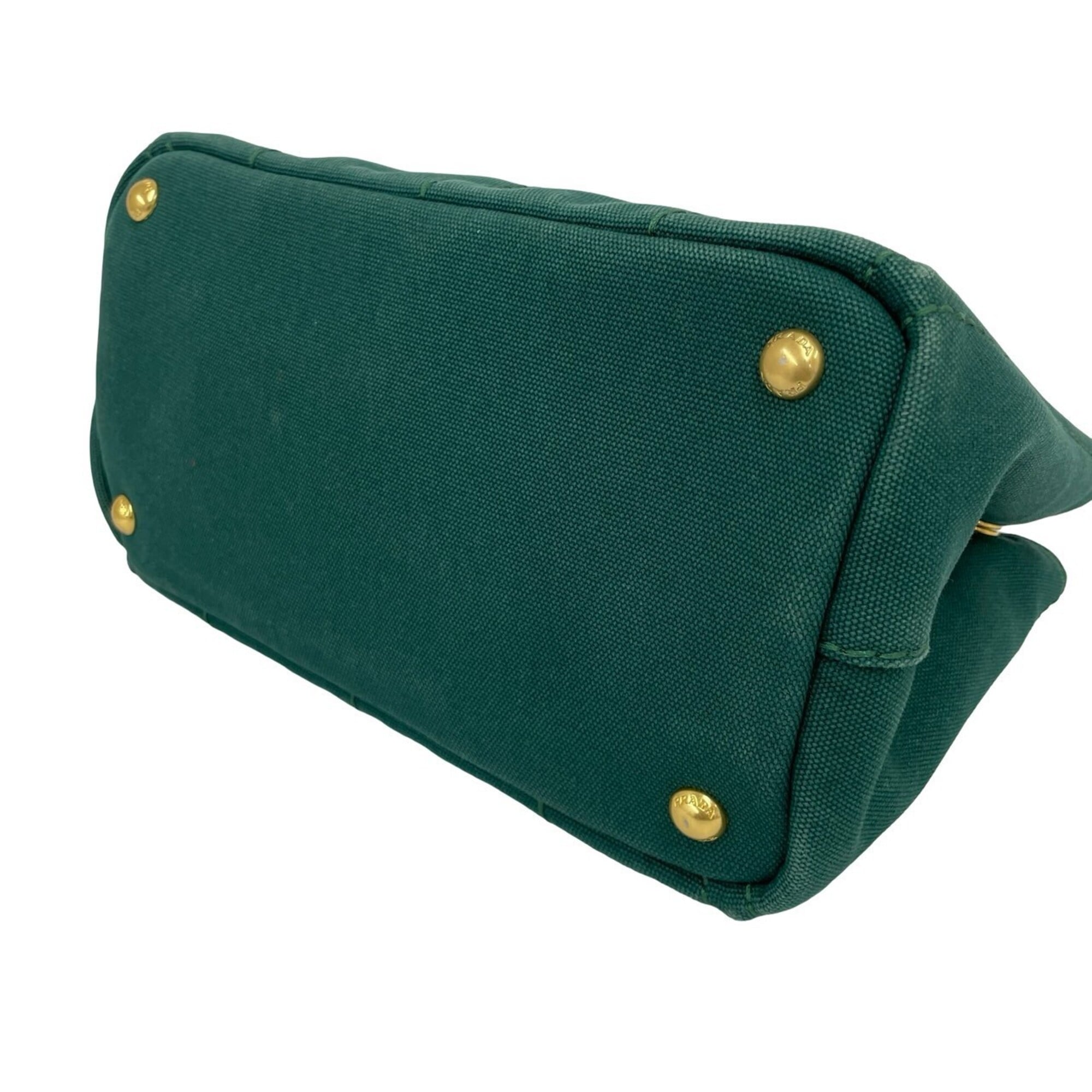 Prada Green Canvas Handbag Shoulder Bag Tote Bag (Pre-Owned)