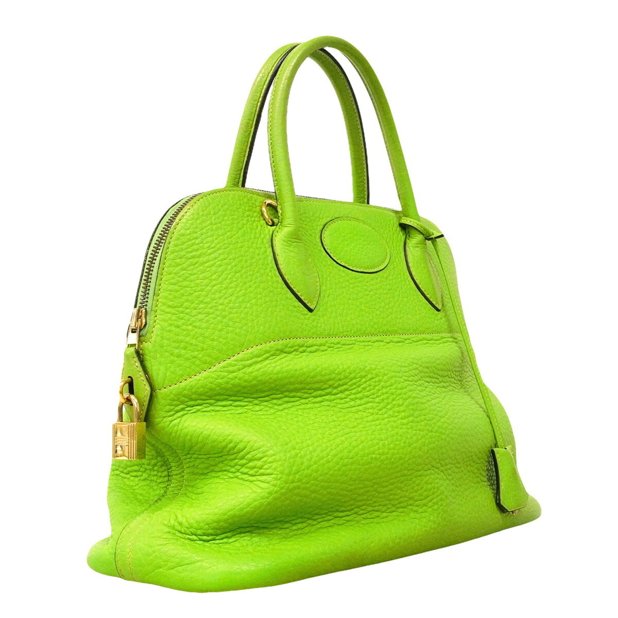 Hermes Apple Green Taurillon Clemence Leather Handbag (Pre-Owned)