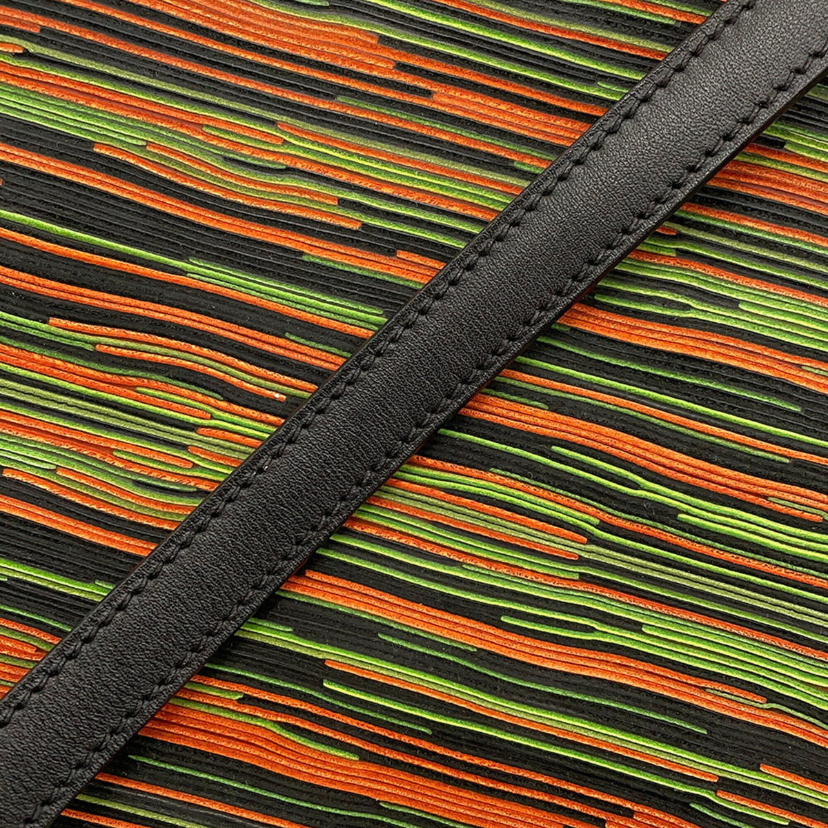 Hermes Black Green Orange Gulliver Leather Leather Handbag (Pre-Owned)