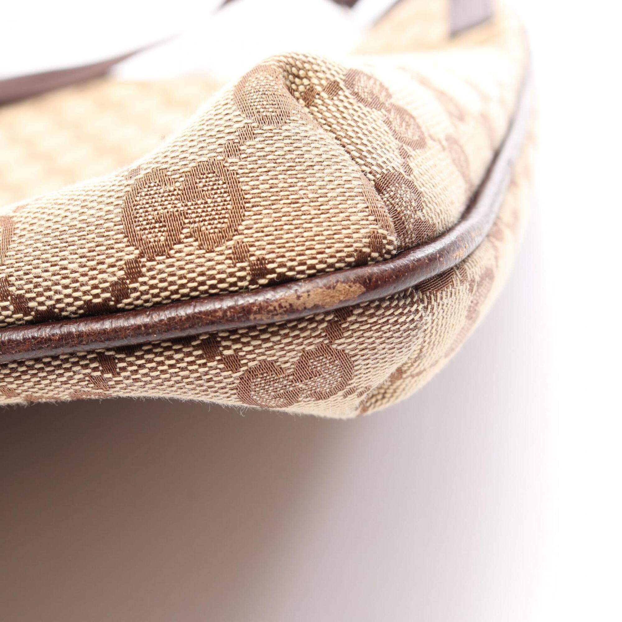 Gucci Beige Brown Canvas Leather Handbag Shoulder Bag (Pre-Owned)