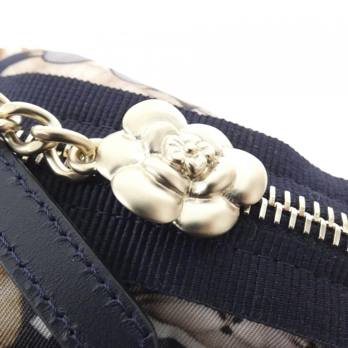 Chanel Gold Navy Nylon Handbag Pouch (Pre-Owned)