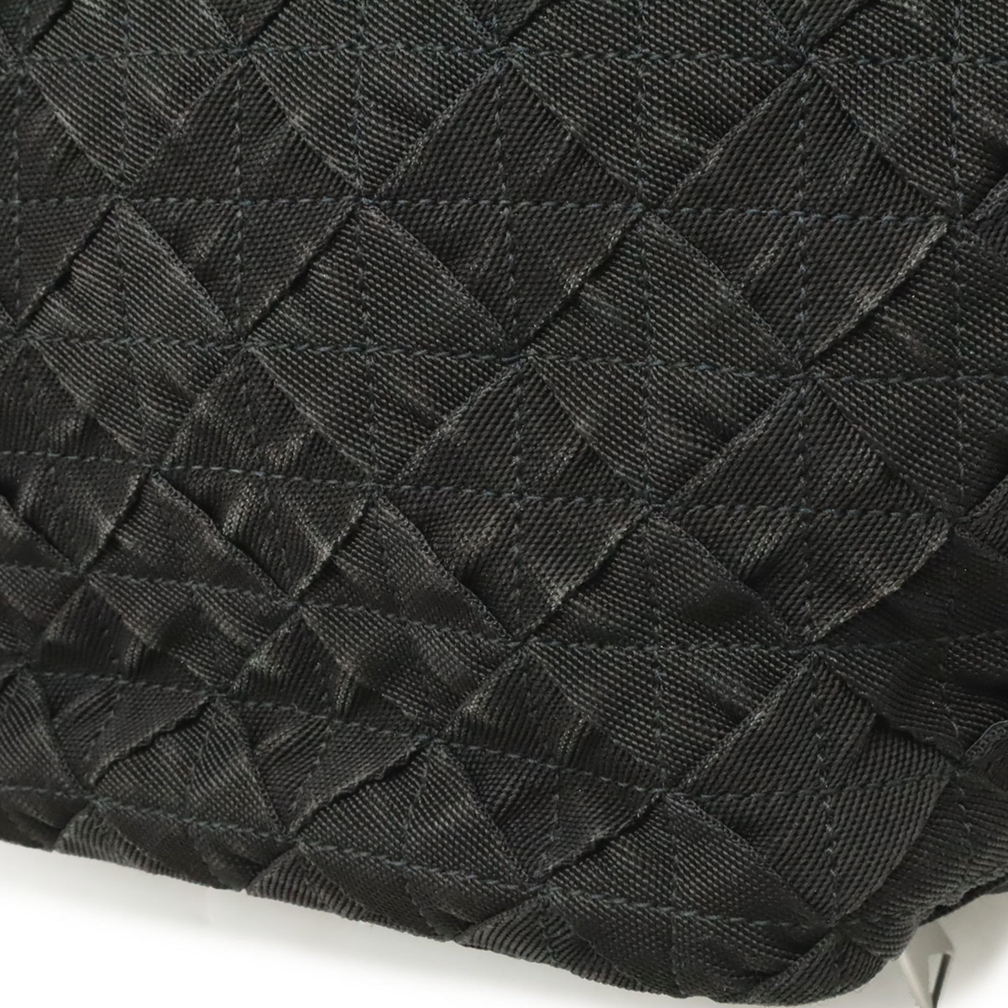 Bottega Veneta Intrecciato Black Canvas Shoulder Bag (Pre-Owned)