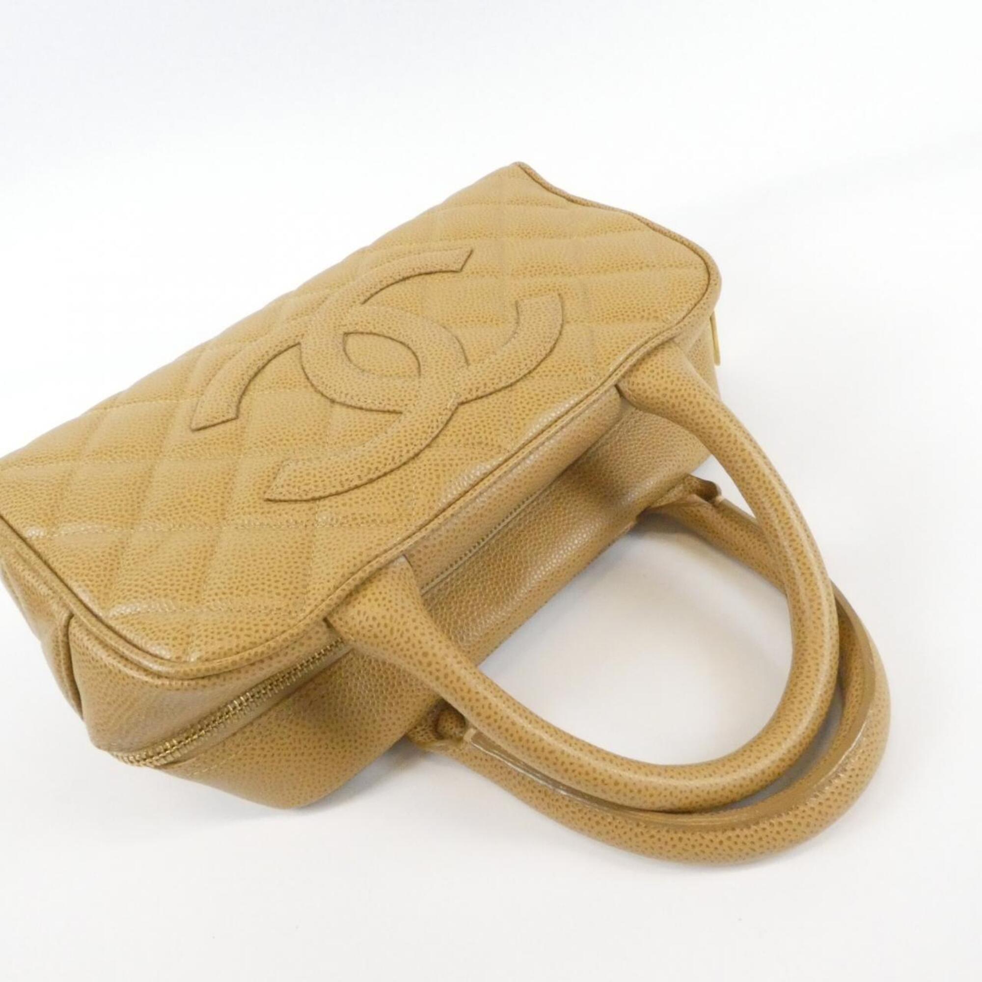 Chanel Beige Sand Grained Calfskin Boston Bag (Pre-Owned)