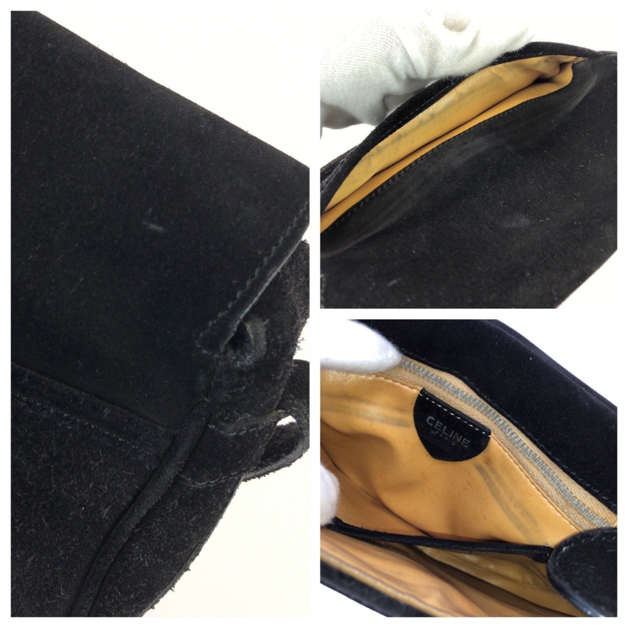Celine Black Suede Pochette Shoulder Bag (Pre-Owned)
