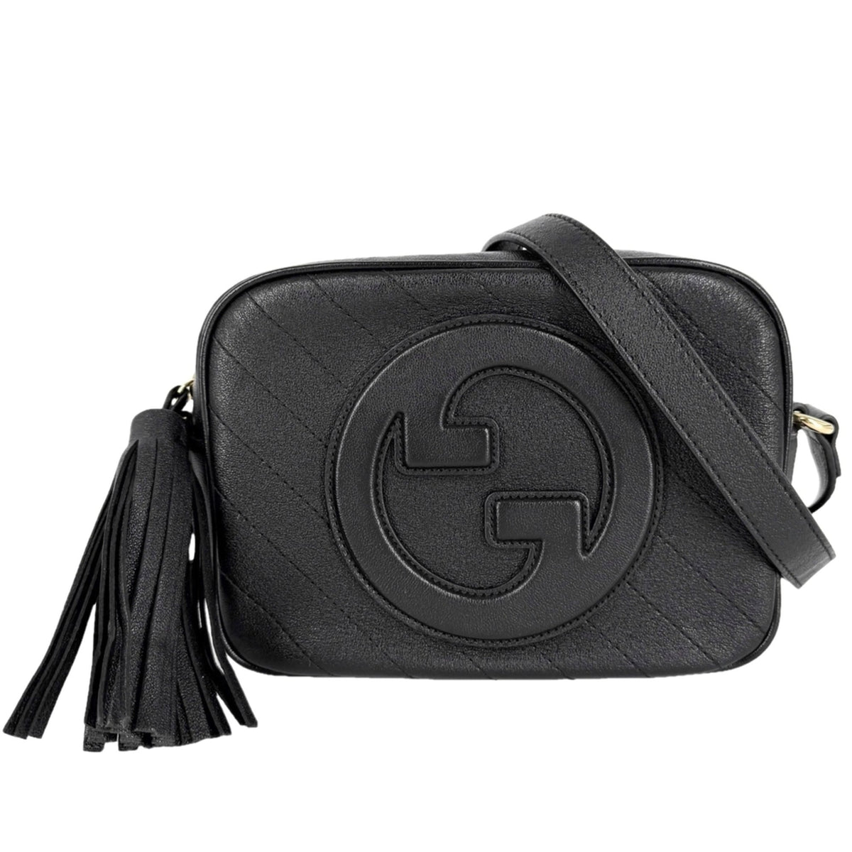 Gucci Black White Leather Shoulder Bag (Pre-Owned)
