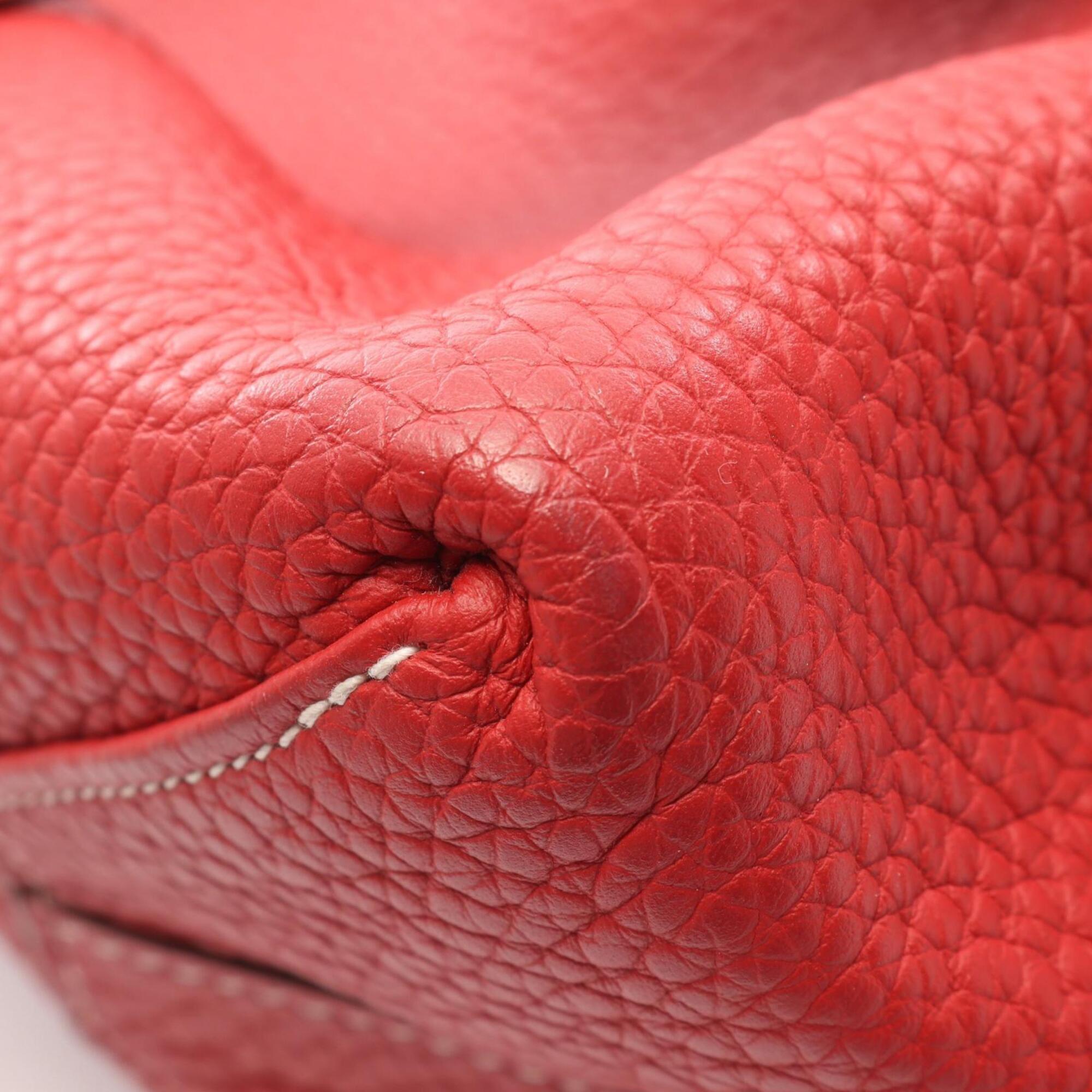 Hermes Pink Red Color Rose Jaipur Rouge Casaque Taurillon Clemence Leather Handbag Tote Bag (Pre-Owned)