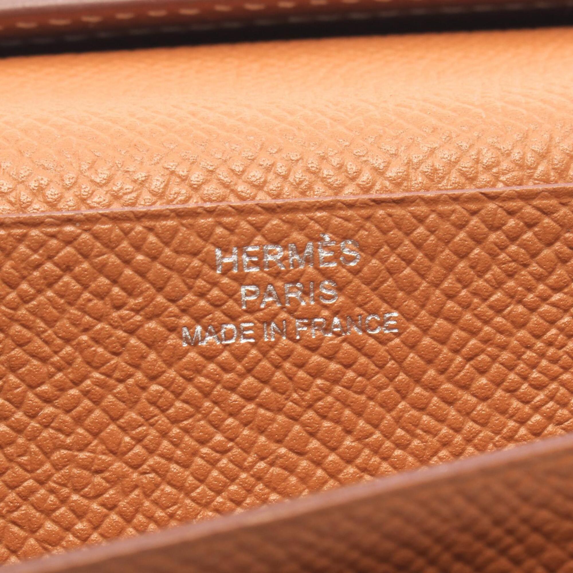 Hermes Brown Gold Brown Epsom Leather Long Wallet (Bi-Fold) (Pre-Owned)