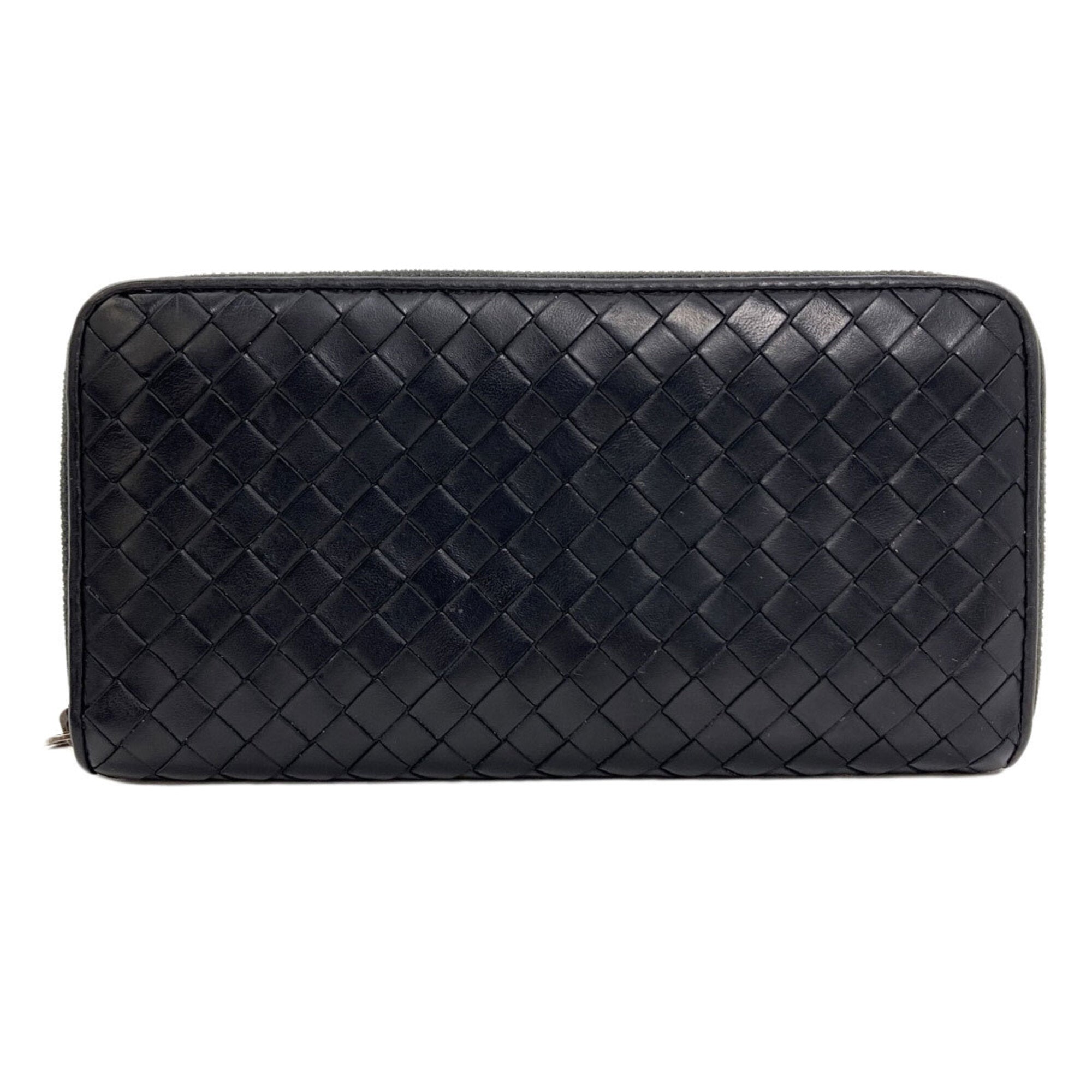 Bottega Veneta Black Leather Long Wallet (Bi-Fold) (Pre-Owned)