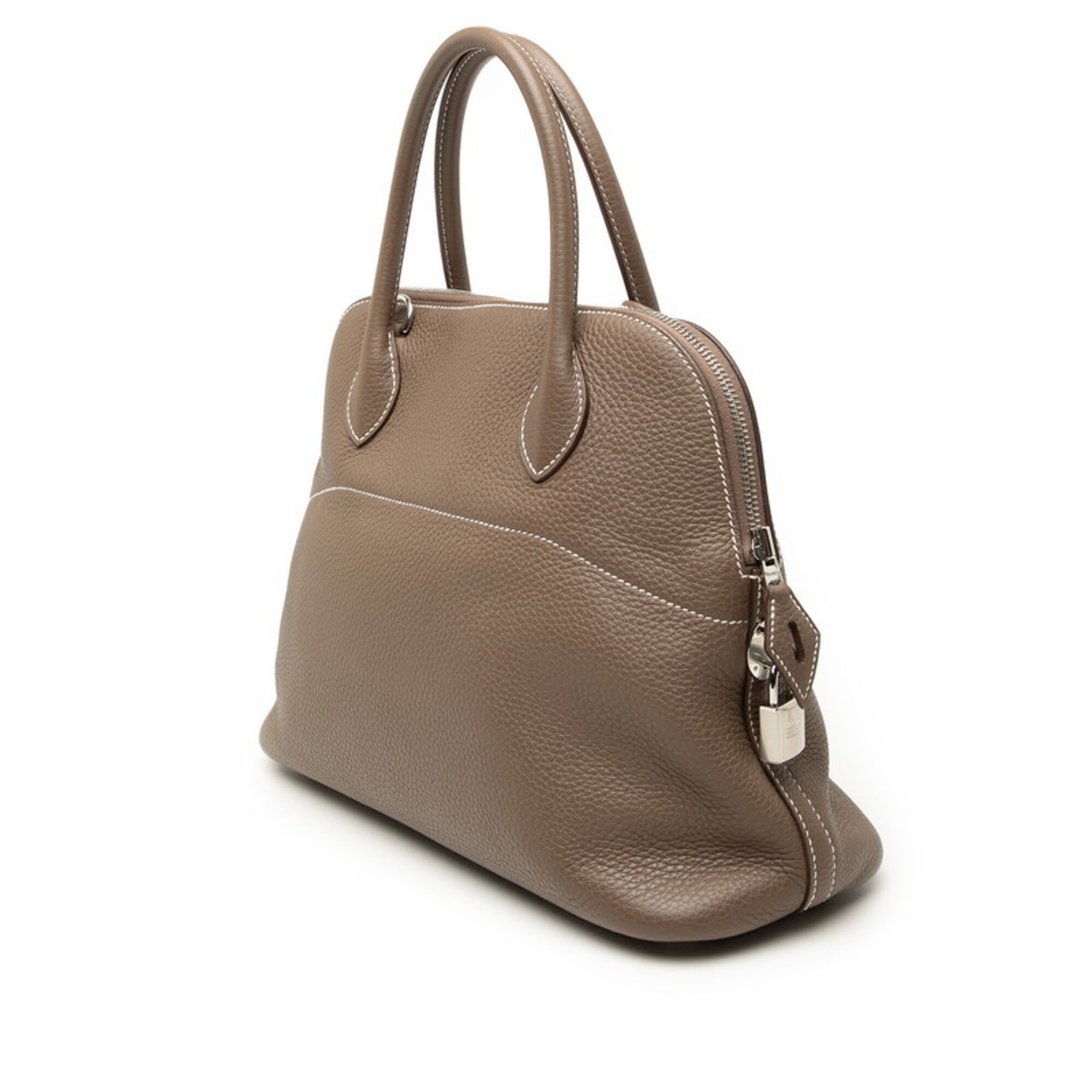Hermes Bolide Brown Etoupe Gray Taurillon Clemence Leather Handbag Shoulder Bag (Pre-Owned)