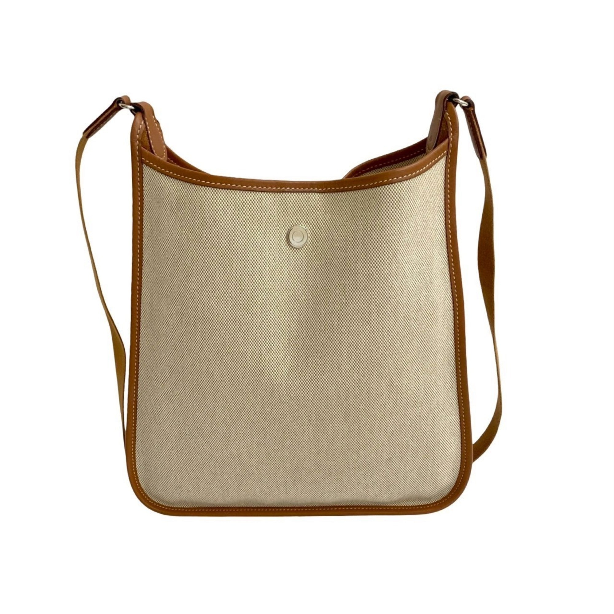 Hermes Brown White Toile H Buffalo Leather Shoulder Bag (Pre-Owned)