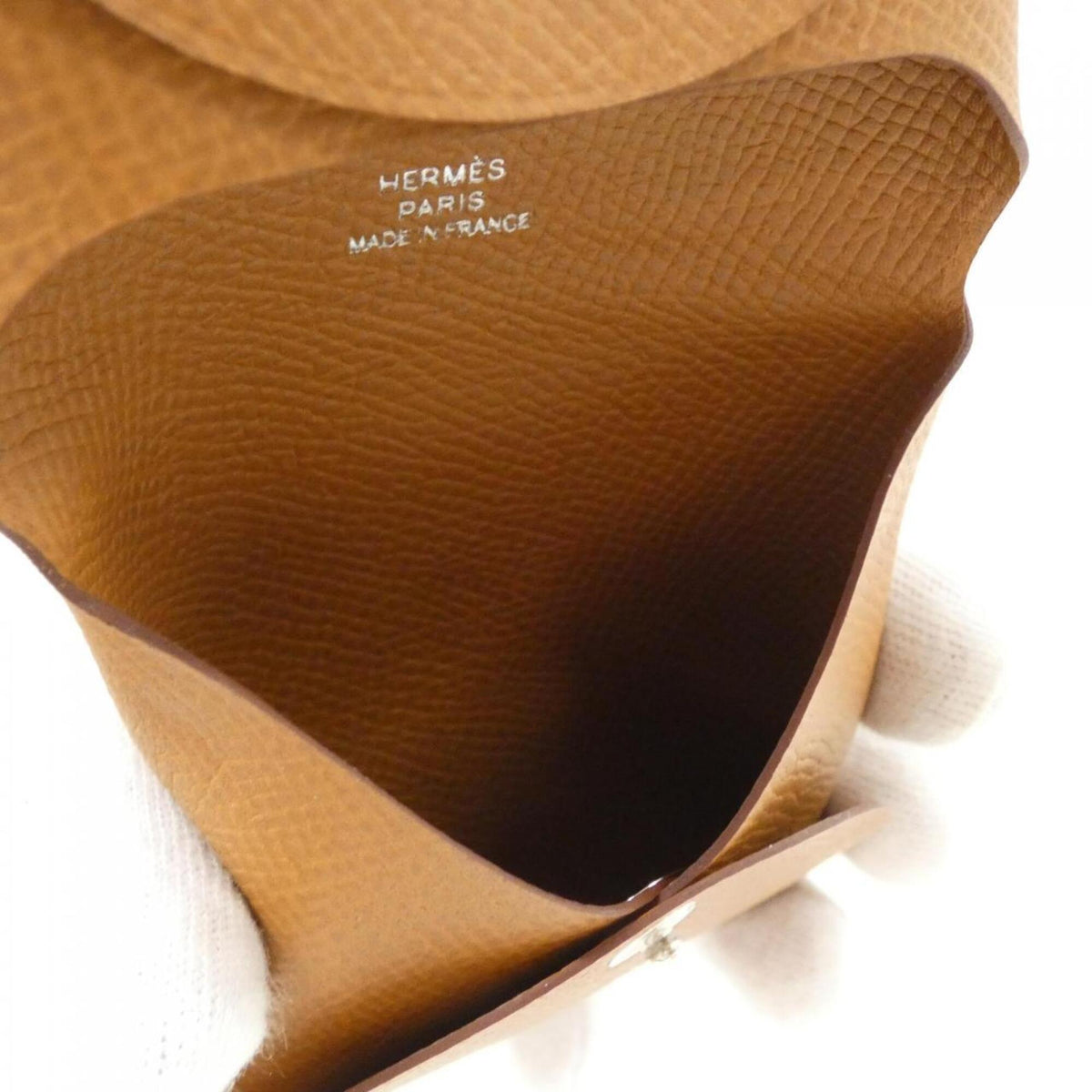 Hermes Brown Gold Brown Epsom Leather Coin Purse/Coin Case (Pre-Owned)