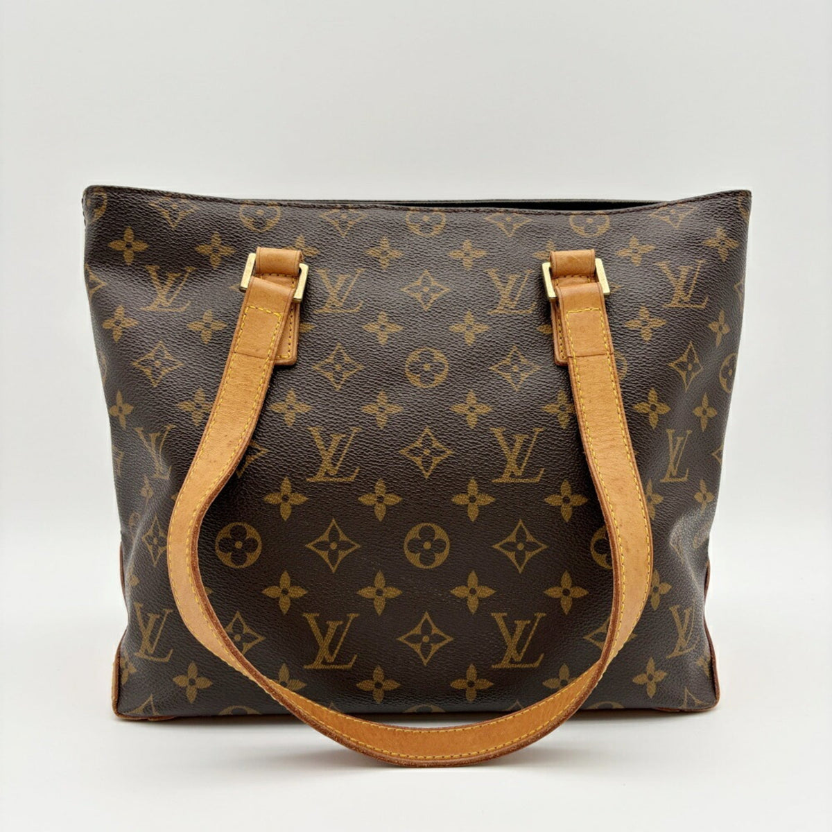 Louis Vuitton Brown Monogram Canvas Leather Shoulder Bag Tote Bag (Pre-Owned)