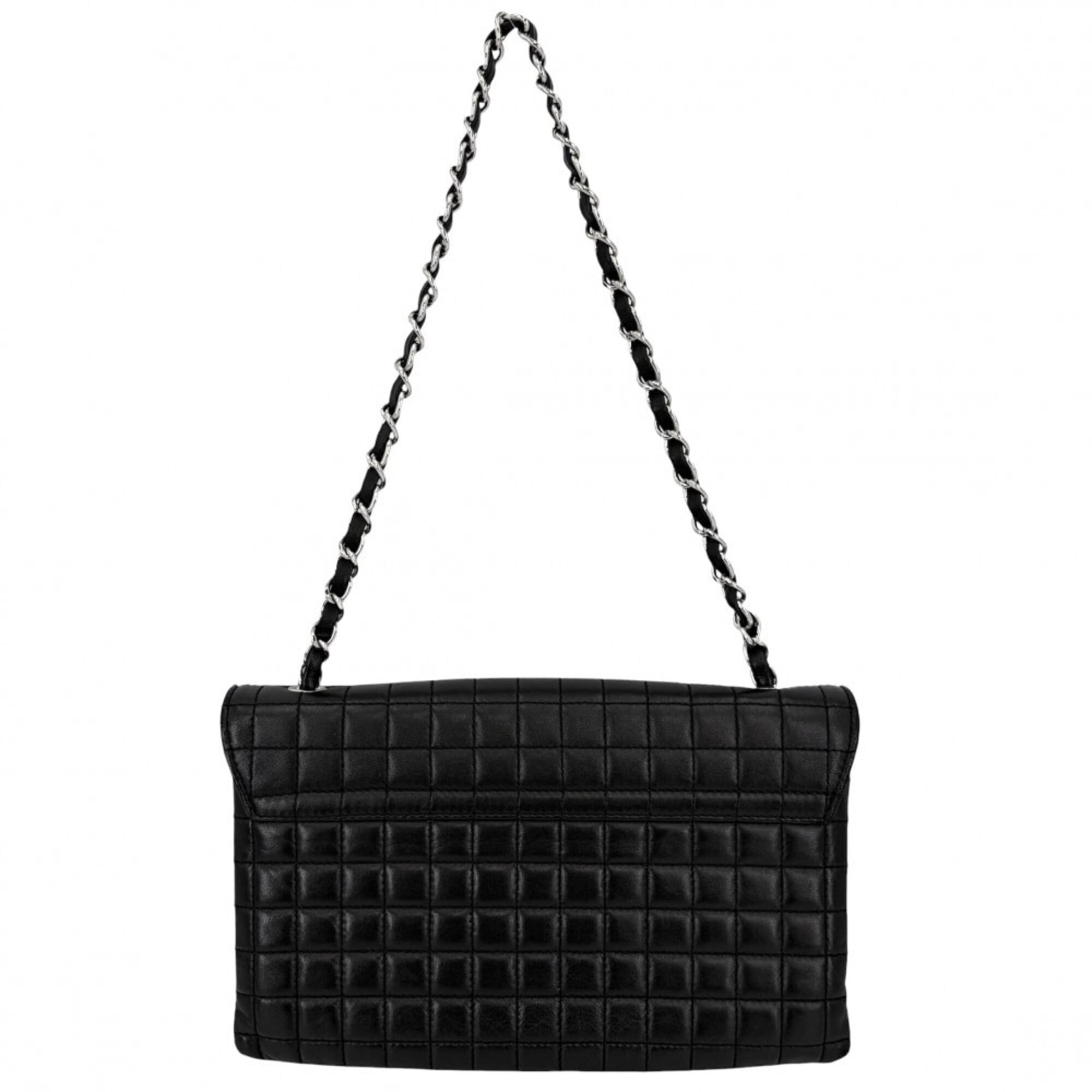 Chanel Chocolate Bar Black Leather Handbag Shoulder Bag (Pre-Owned)
