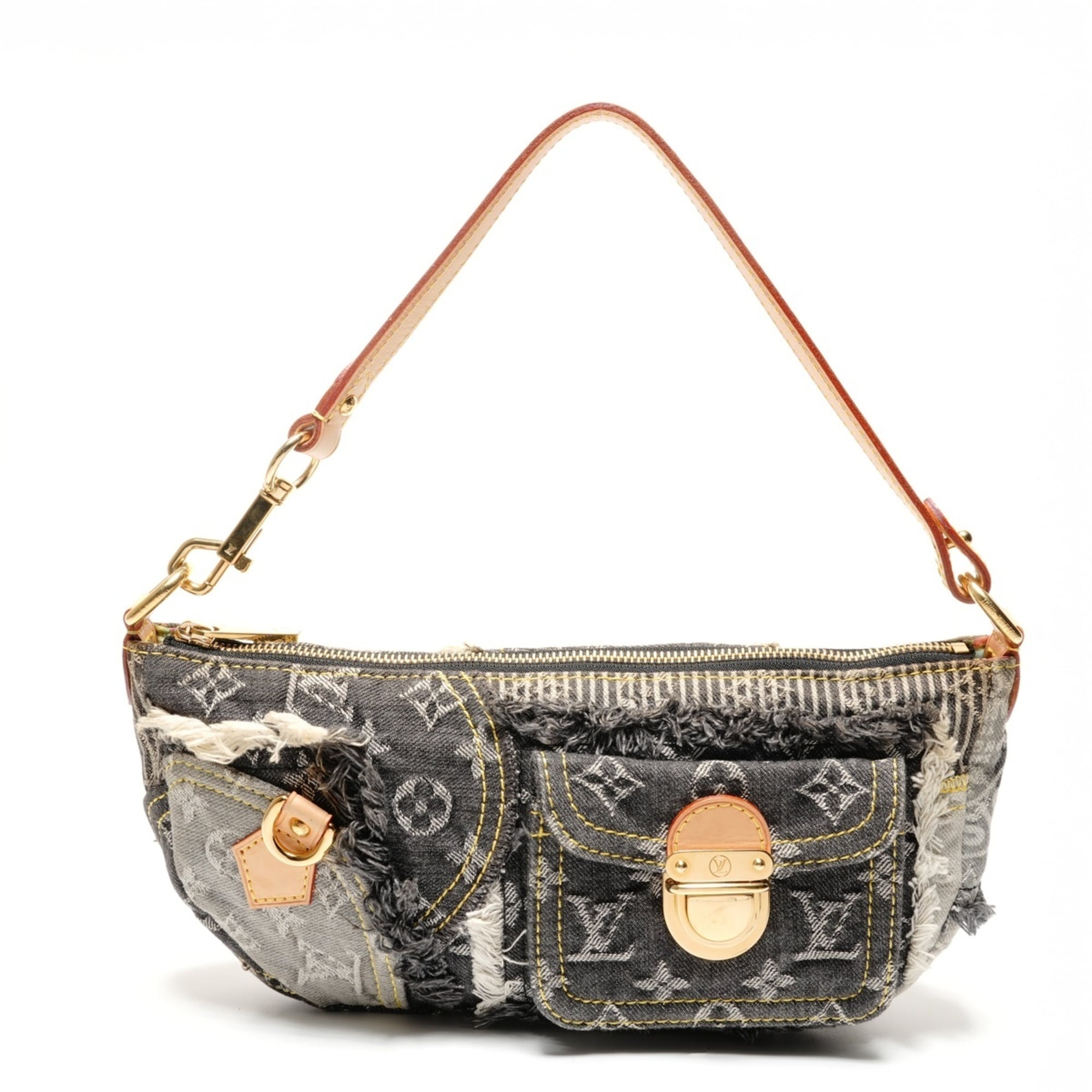 Louis Vuitton Gray Monogram Denim Shoulder Bag (Pre-Owned)