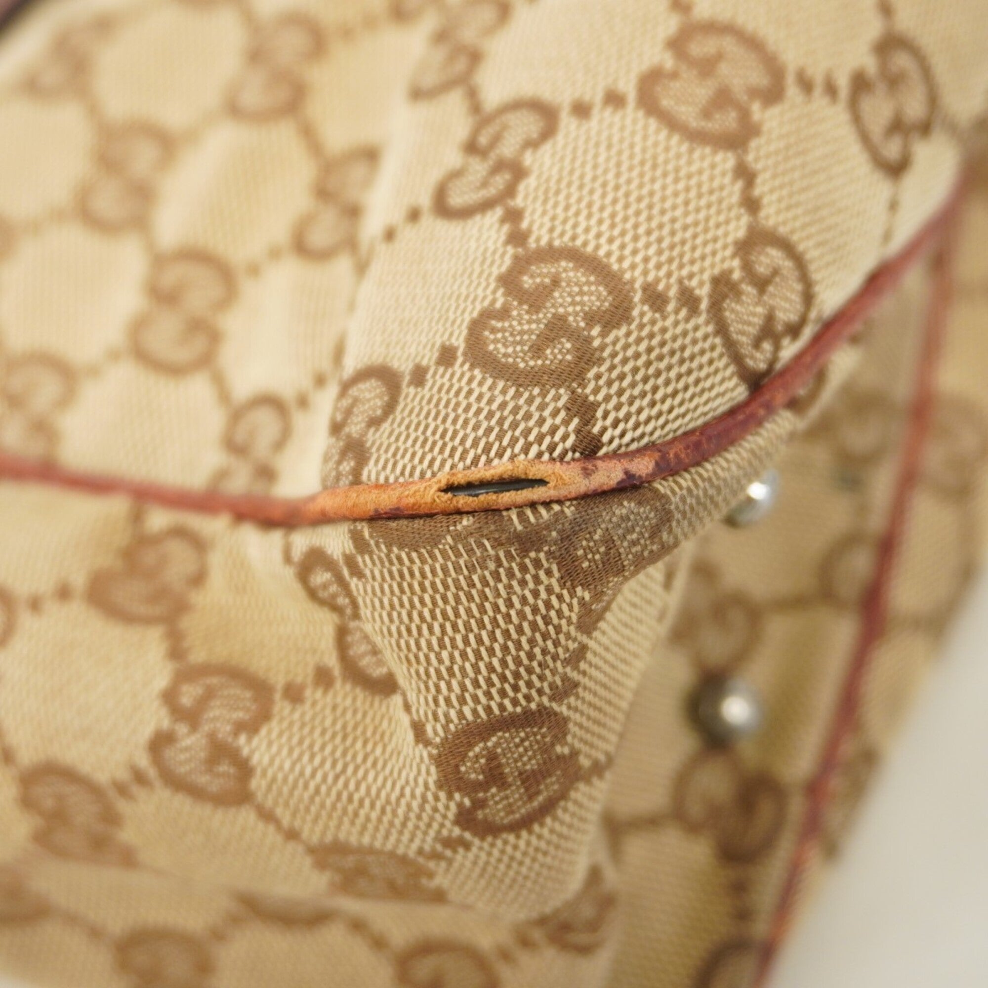 Gucci Beige Brown Canvas Tote Bag (Pre-Owned)