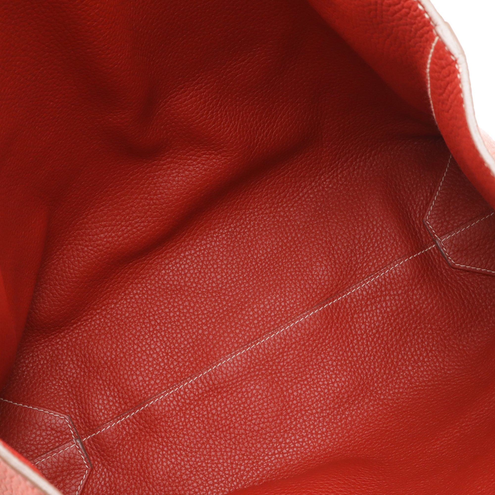 Hermes Bougainvillier Red Color Taurillon Clemence Leather Shoulder Bag Tote Bag (Pre-Owned)