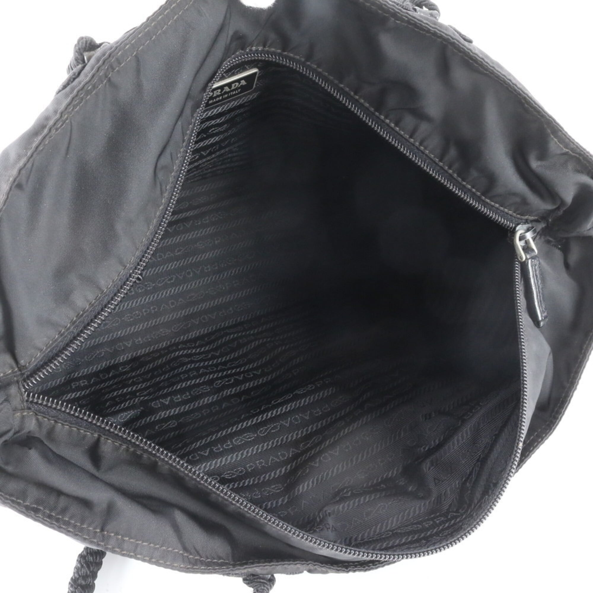 Prada Black Nylon Leather Shoulder Bag Tote Bag (Pre-Owned)