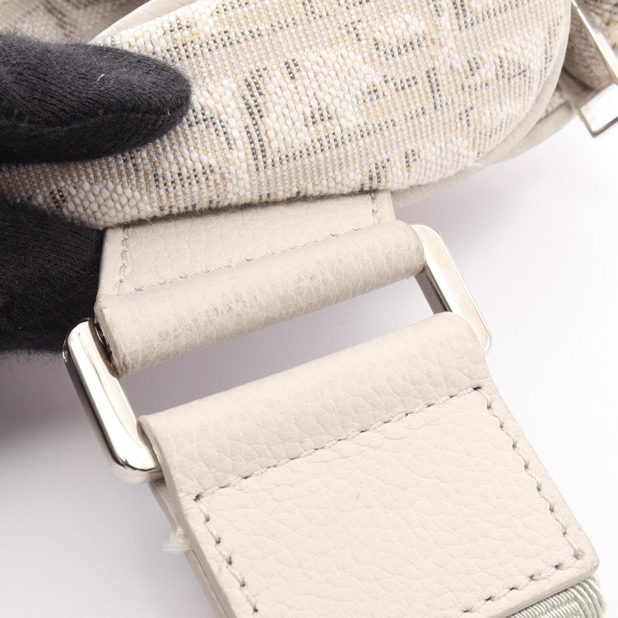Christian Dior White Canvas Fanny Pack Handbag Saddle Bag (Pre-Owned)