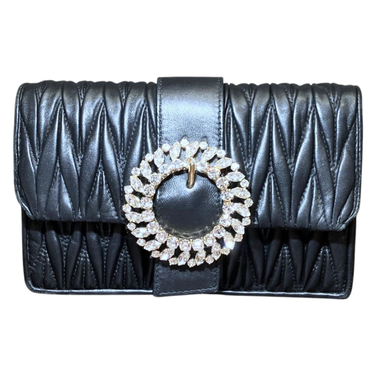 Miu Miu Brown Leather Metal Shoulder Bag (Pre-Owned)