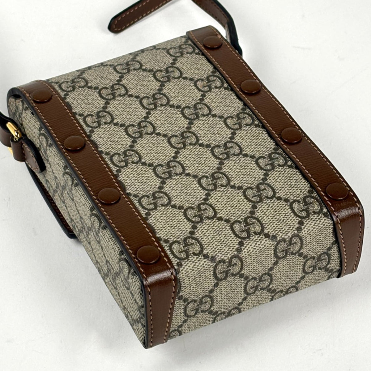 Gucci Brown Coated Canvas Leather Shoulder Bag (Pre-Owned)