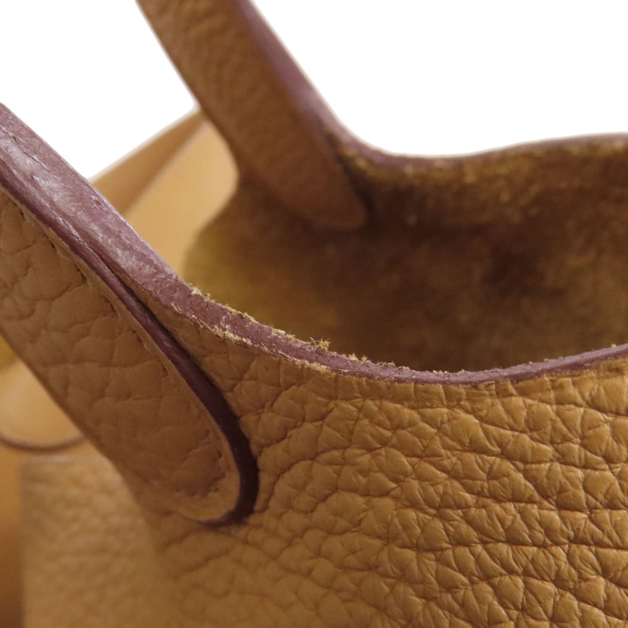 Hermes Camel Taurillon Clemence Leather Handbag (Pre-Owned)