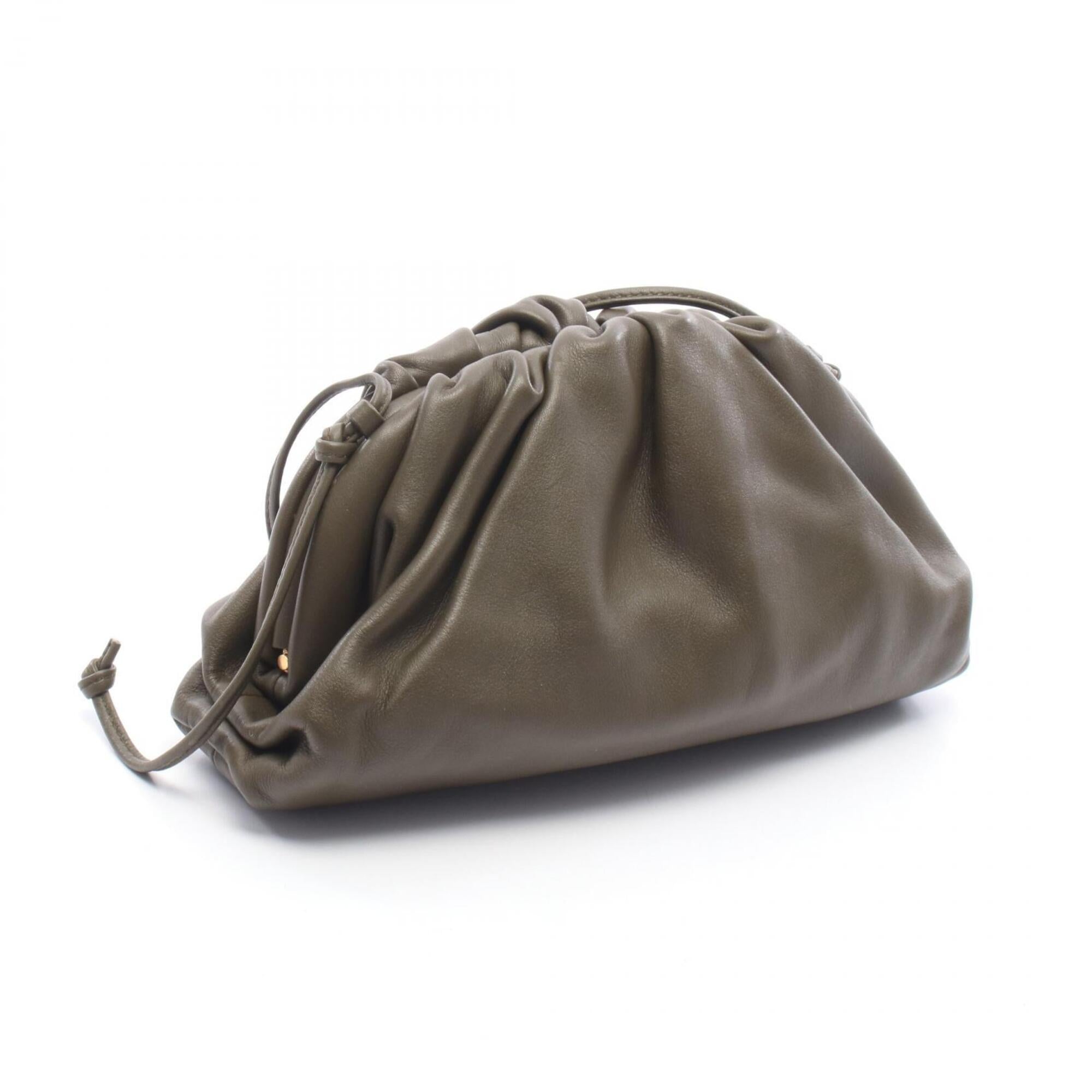 Bottega Veneta Khaki Leather Handbag Pouch Shoulder Bag (Pre-Owned)