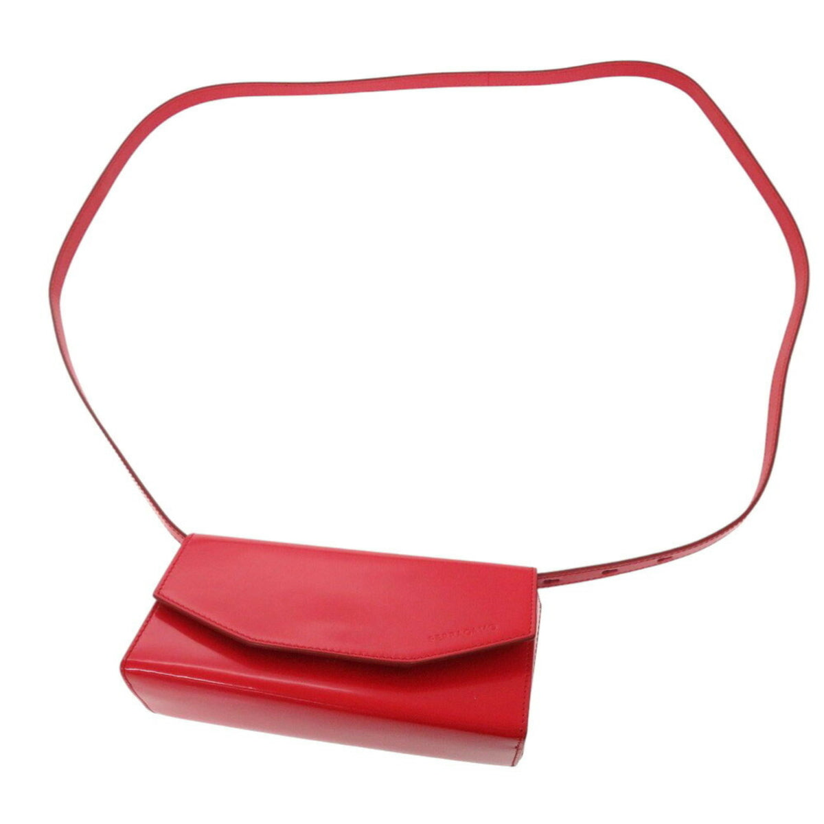 Salvatore Ferragamo Red Color Leather Clutch Bag Shoulder Bag (Pre-Owned)