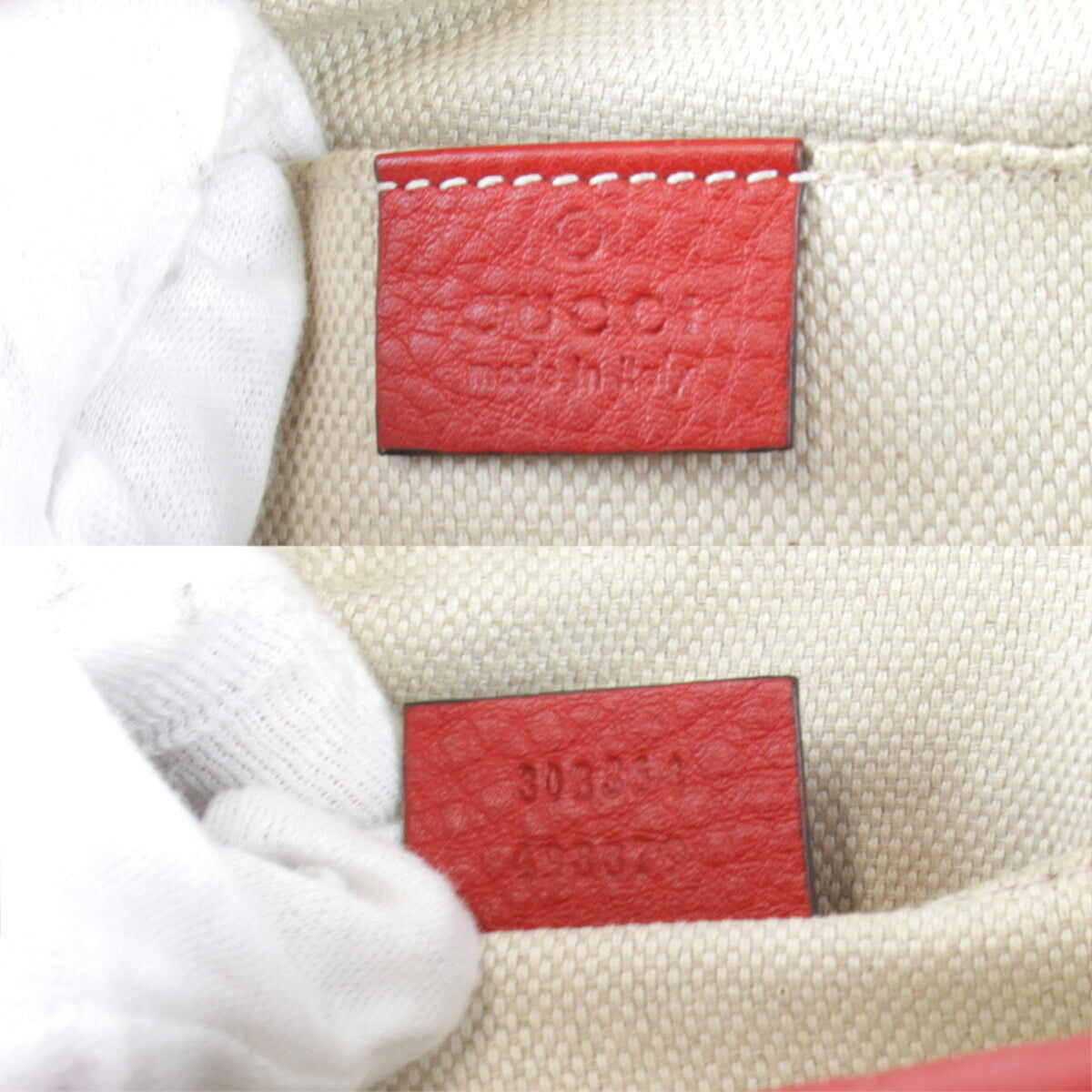 Gucci Red Color Leather Shoulder Bag (Pre-Owned)