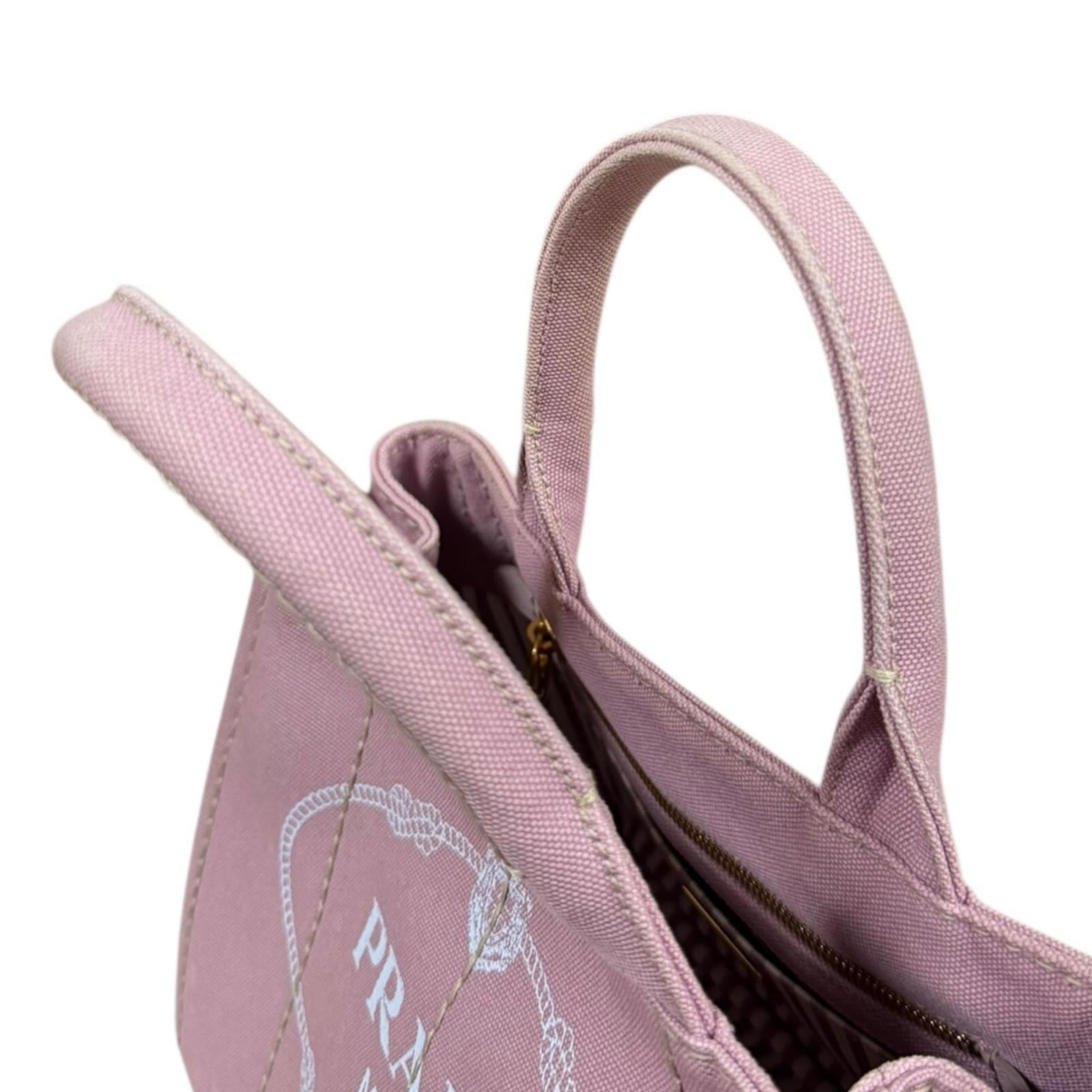 Prada Bianco Pink Canvas Shoulder Bag (Pre-Owned)