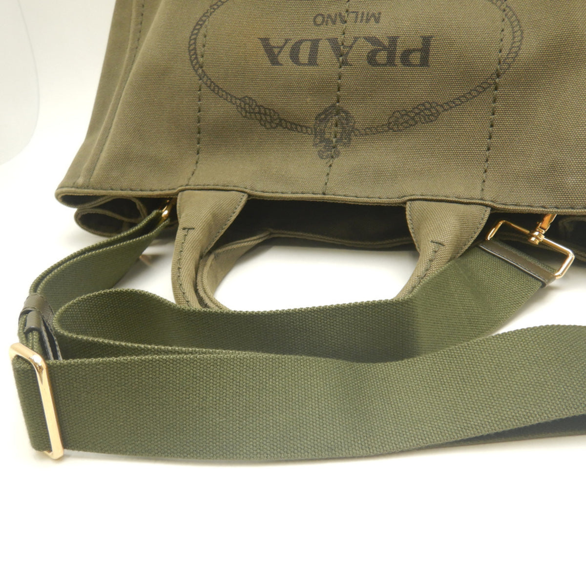 Prada Canapa Gold Canvas Tote Bag (Pre-Owned)