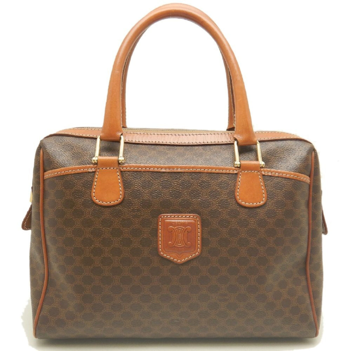 Celine Macadam Brown Coated Canvas Leather Handbag (Pre-Owned)
