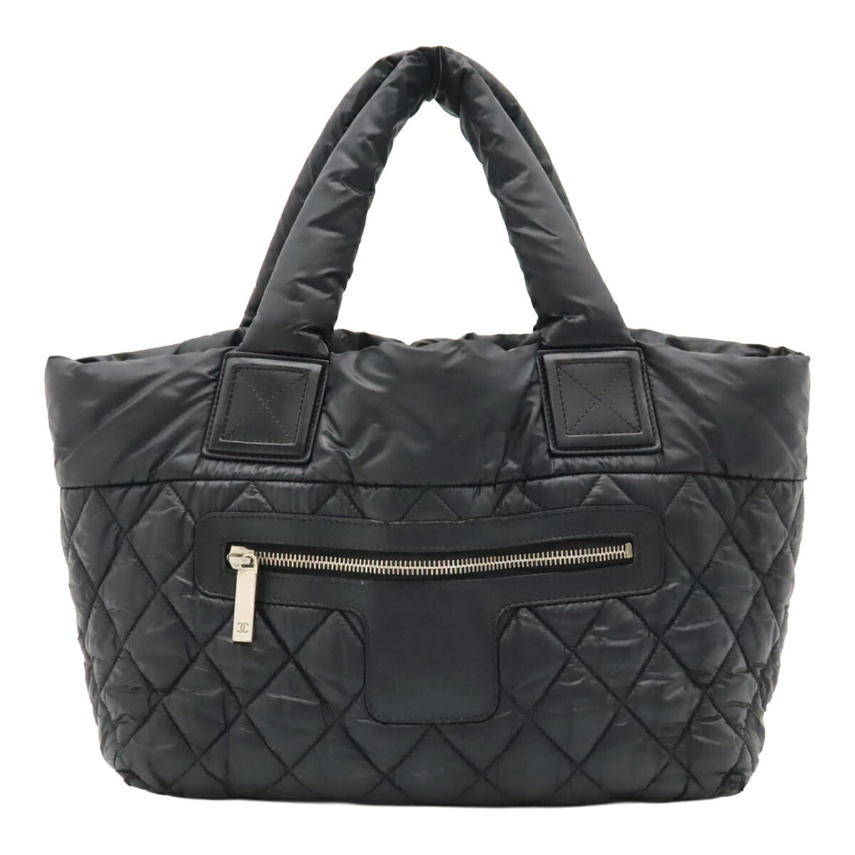 Chanel Black Nylon Leather Handbag Tote Bag (Pre-Owned)