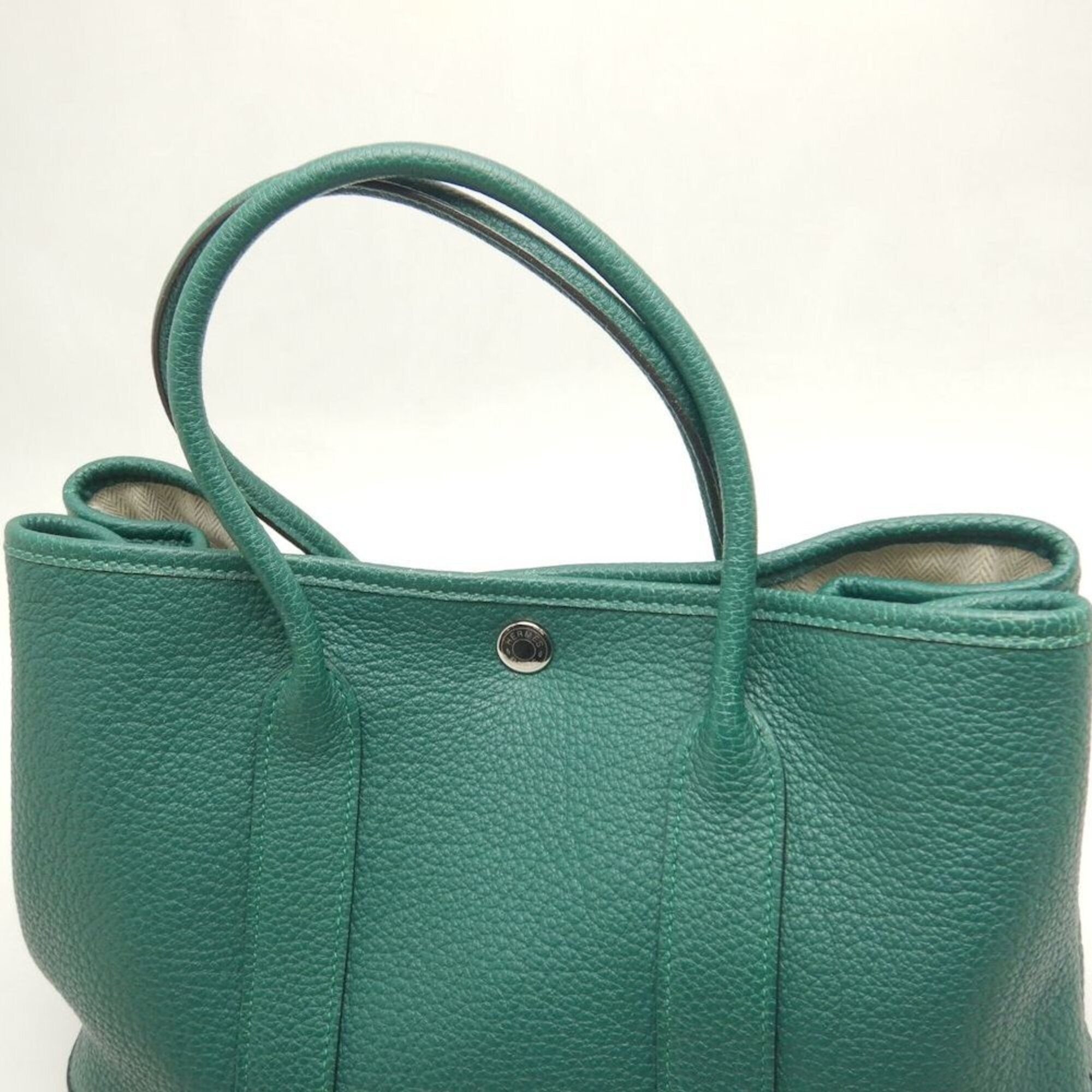 Hermes Garden Green Negonda Leather Handbag (Pre-Owned)