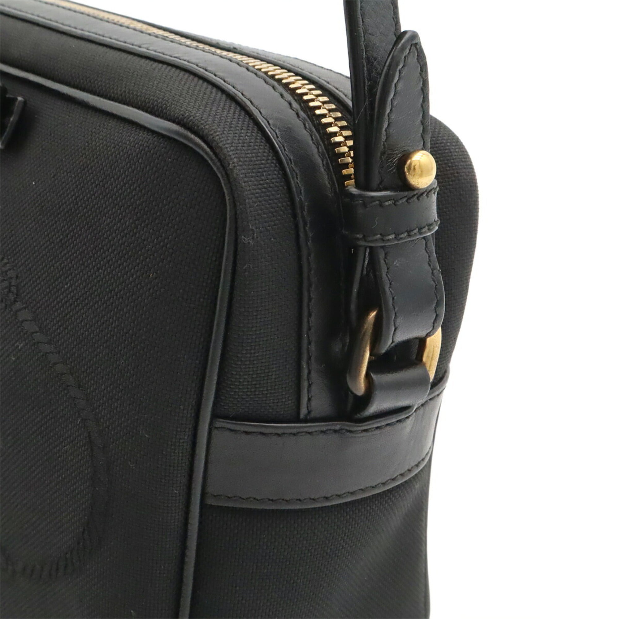Prada Black Nero Canvas Leather Shoulder Bag (Pre-Owned)