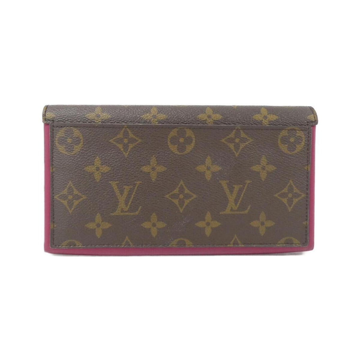 Louis Vuitton Brown Fuchsia Coated Canvas Long Wallet (Bi-Fold) (Pre-Owned)