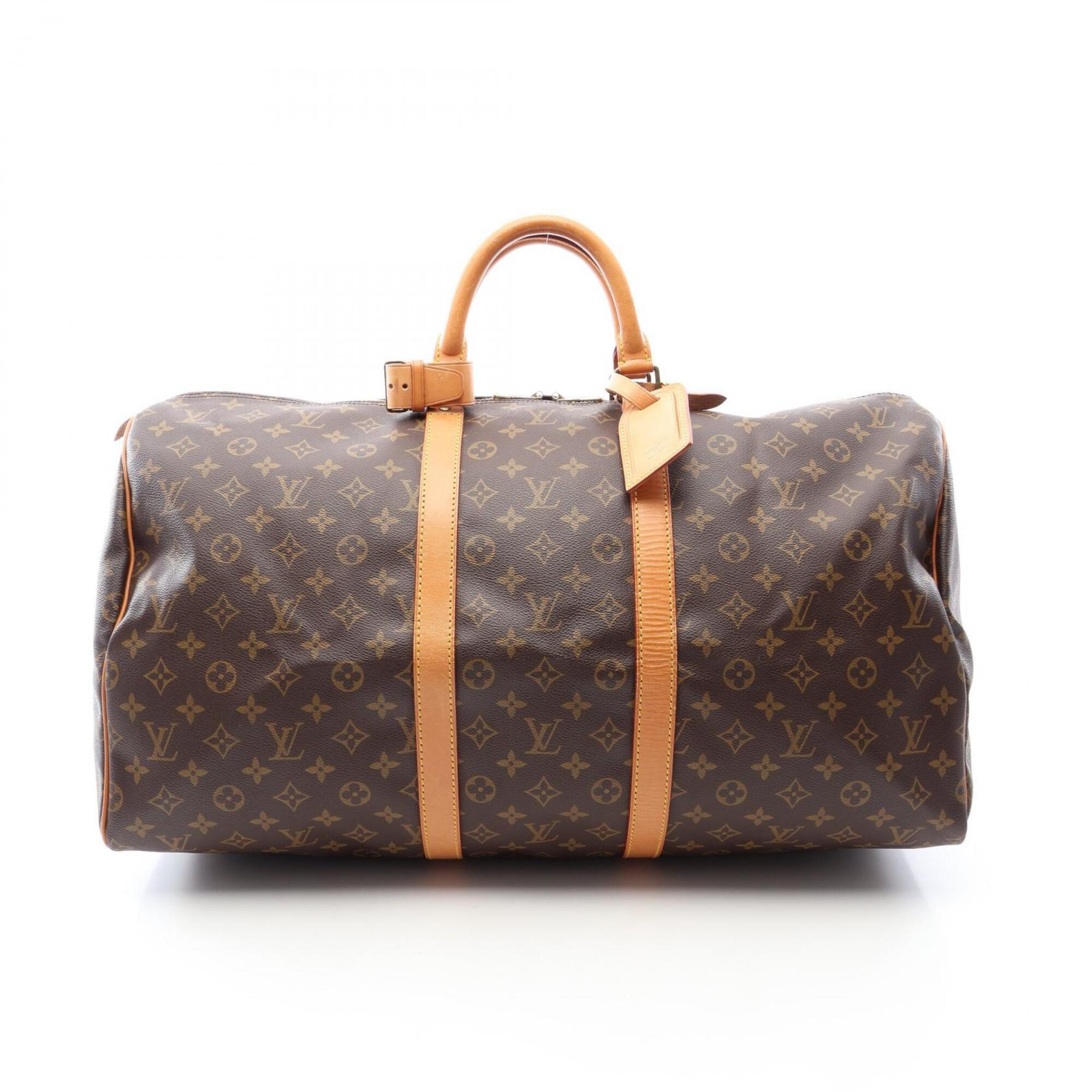 Louis Vuitton Brown Monogram Coated Canvas Leather Boston Bag Handbag (Pre-Owned)