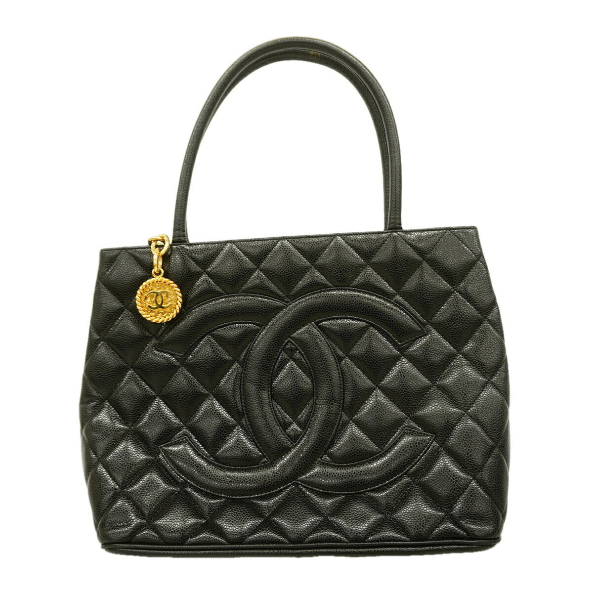 Chanel Black Grained Calfskin Tote Bag (Pre-Owned)