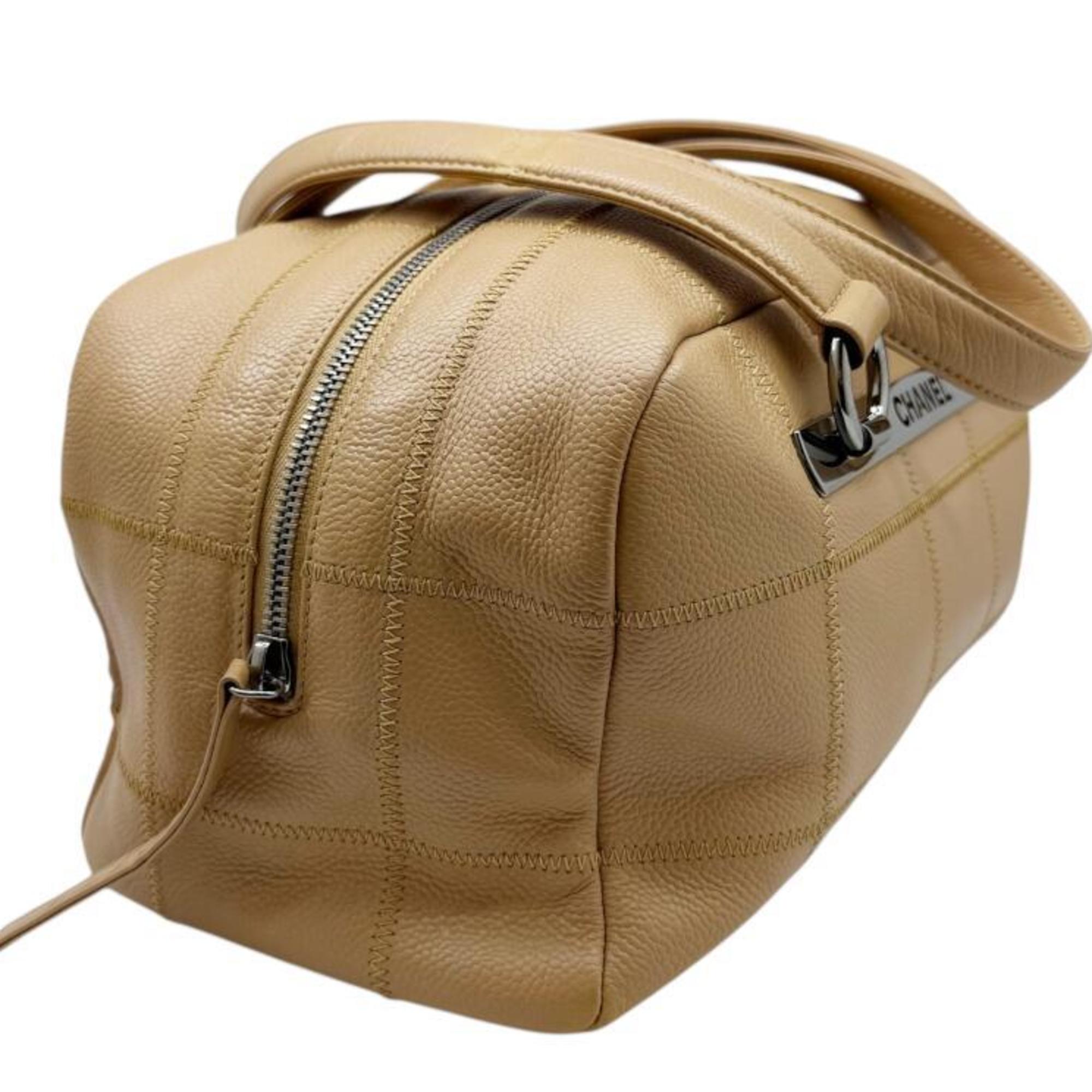 Chanel Beige Grained Calfskin Handbag Tote Bag (Pre-Owned)