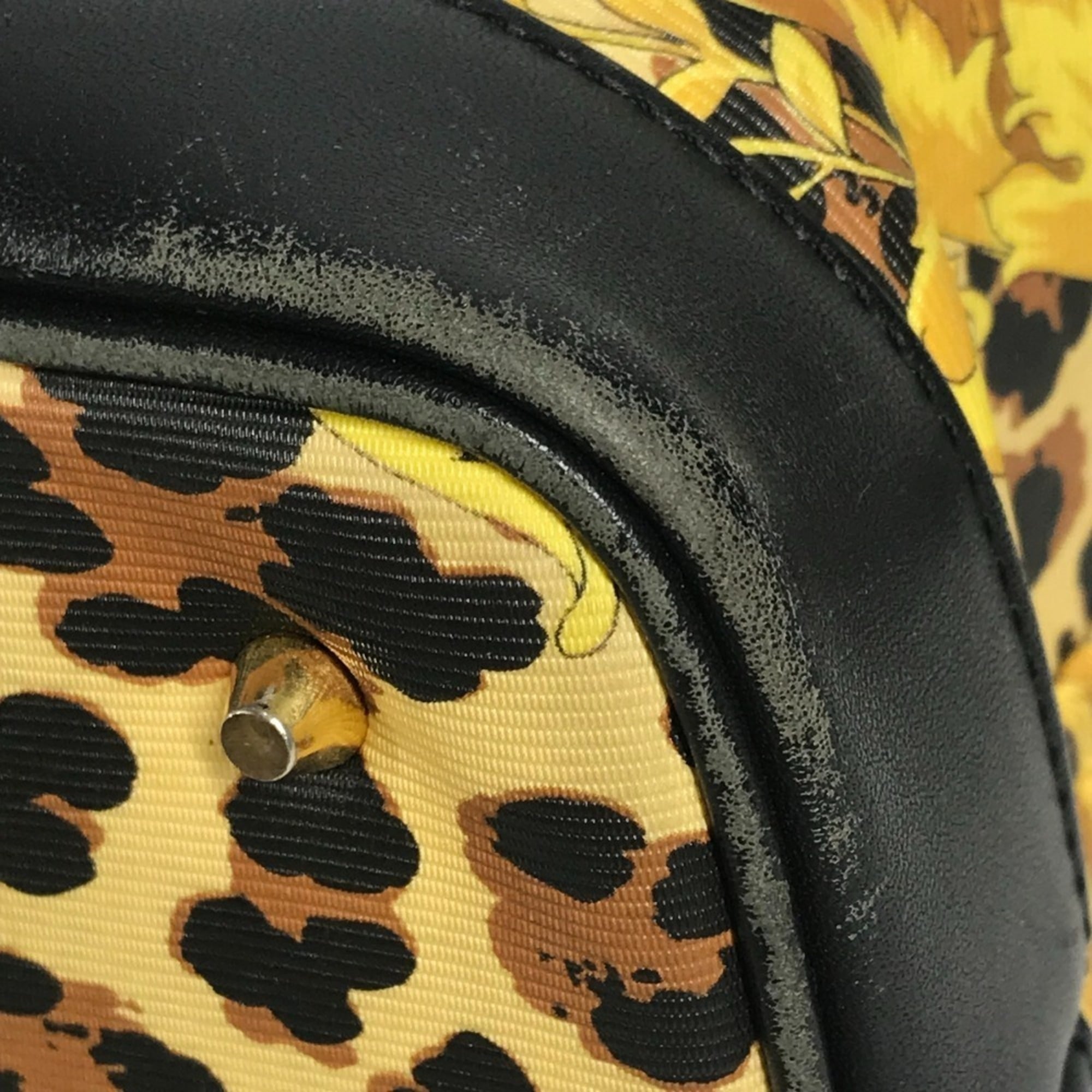 Versace Black Yellow Pvc Leather Handbag Pouch Vanity Bag (Pre-Owned)