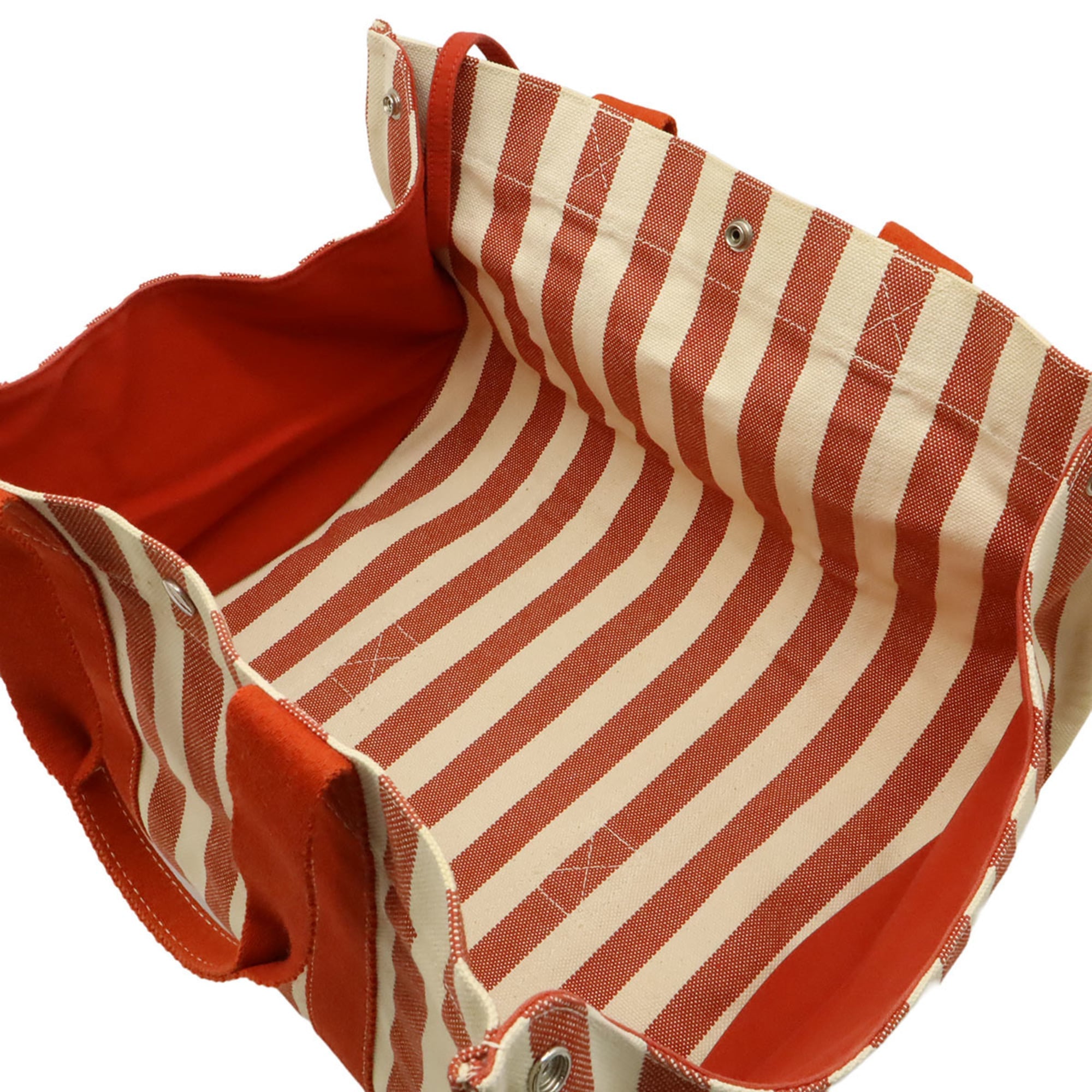 Hermes Ivory Red Color Canvas Handbag Tote Bag (Pre-Owned)