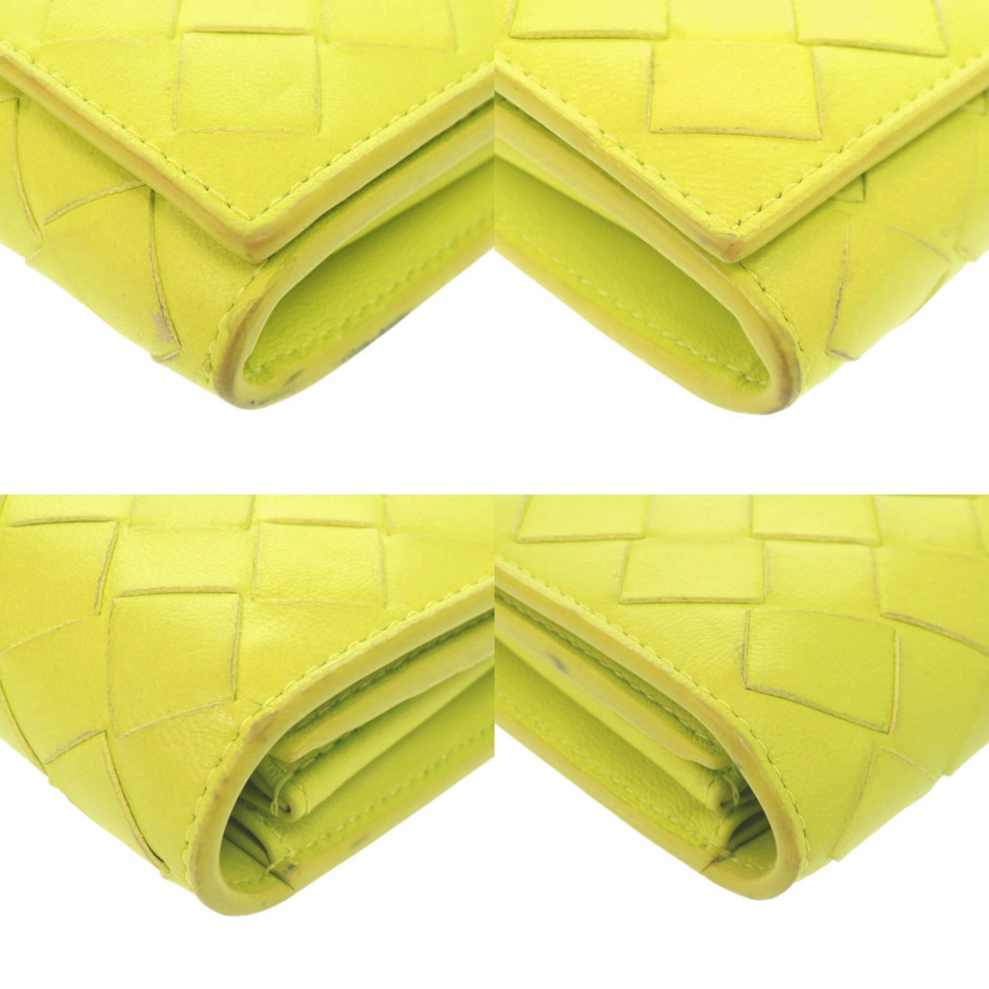 Bottega Veneta Green Yellow Intrecciato Long Wallet (Bi-Fold) (Pre-Owned)