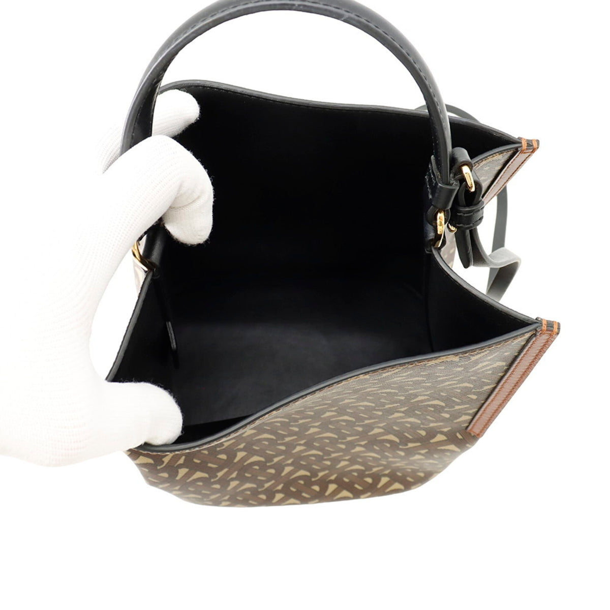 Burberry Beige Black Brown Pvc Leather Handbag (Pre-Owned)