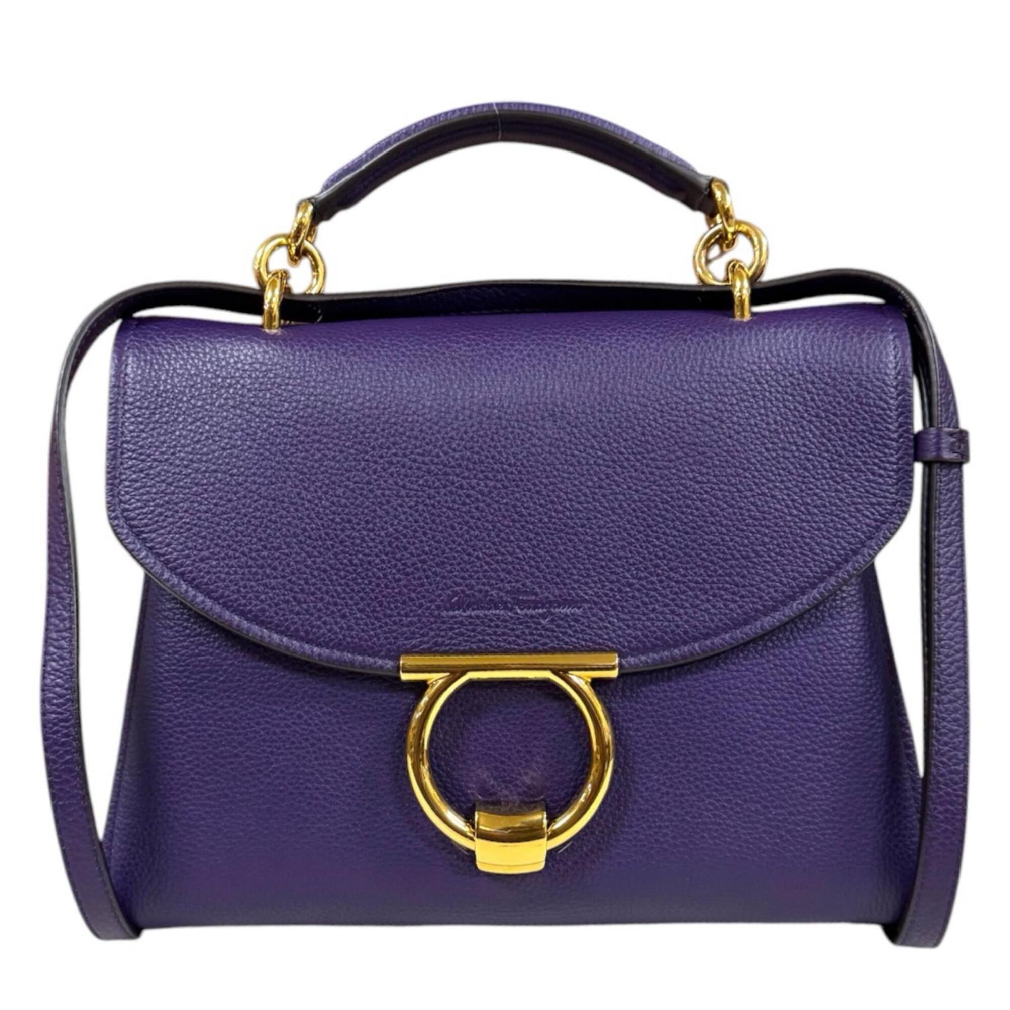 Salvatore Ferragamo Purple Leather Shoulder Bag (Pre-Owned)