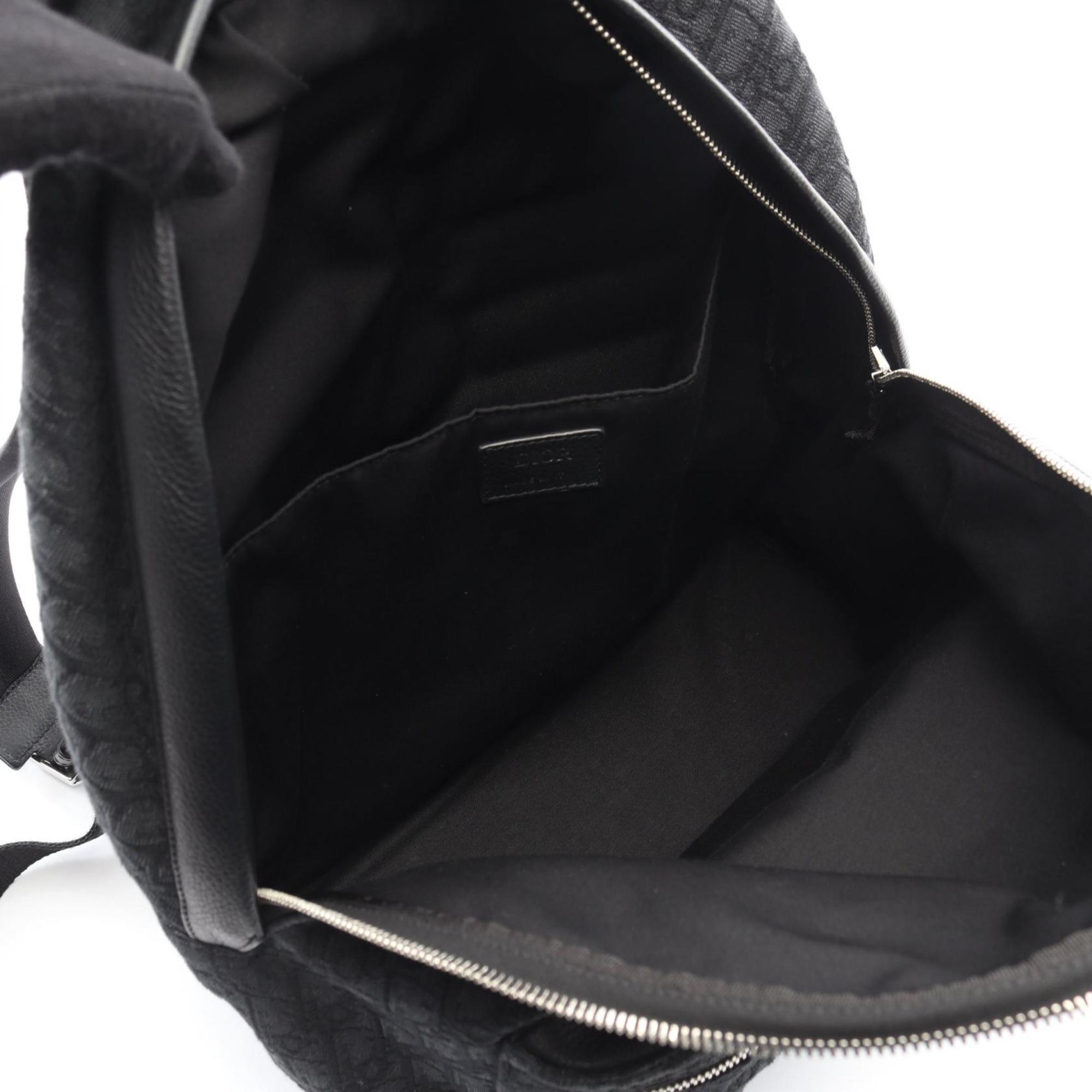 Christian Dior Black Canvas Leather Backpack Handbag (Pre-Owned)