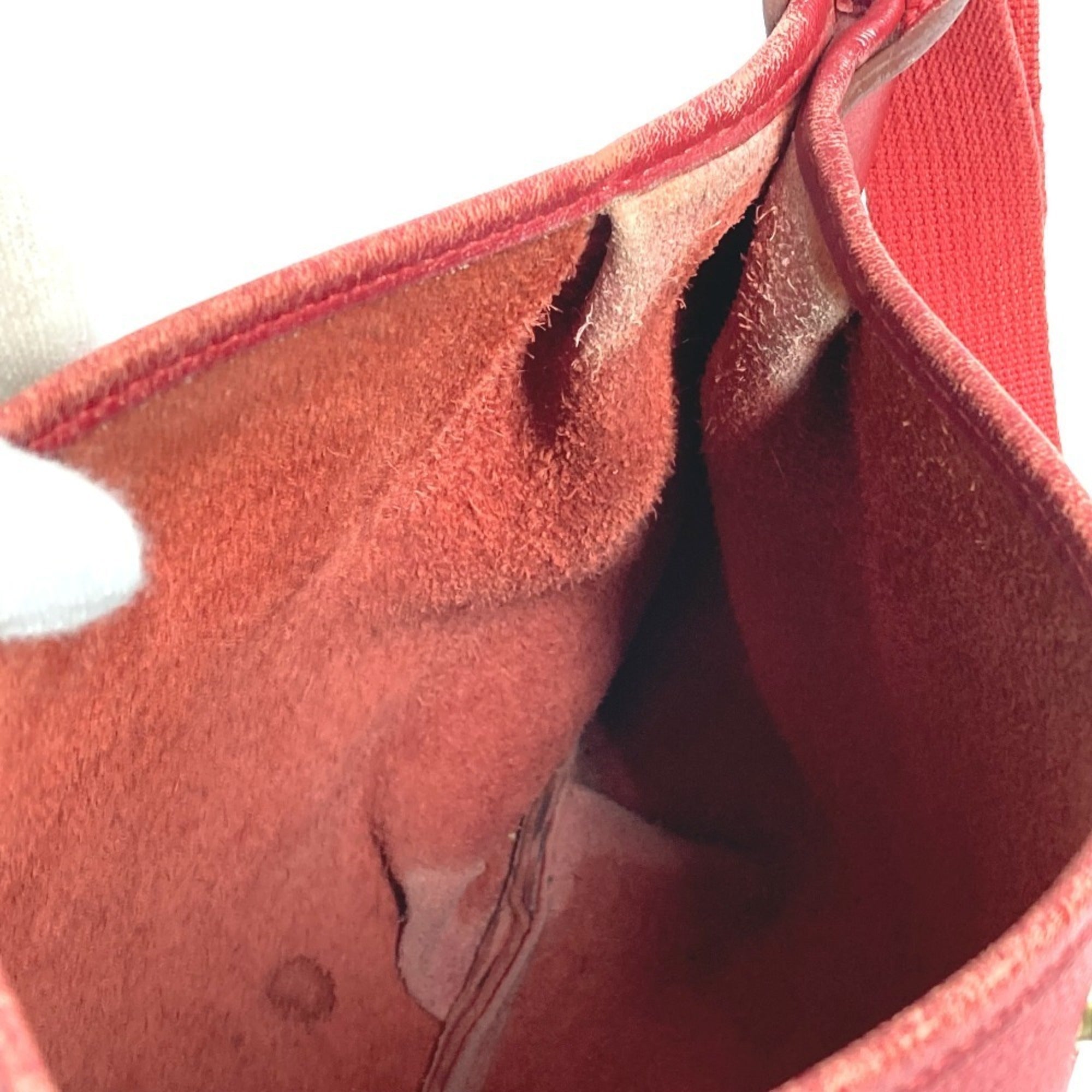 Hermes Red Color Leather Pochette Shoulder Bag (Pre-Owned)